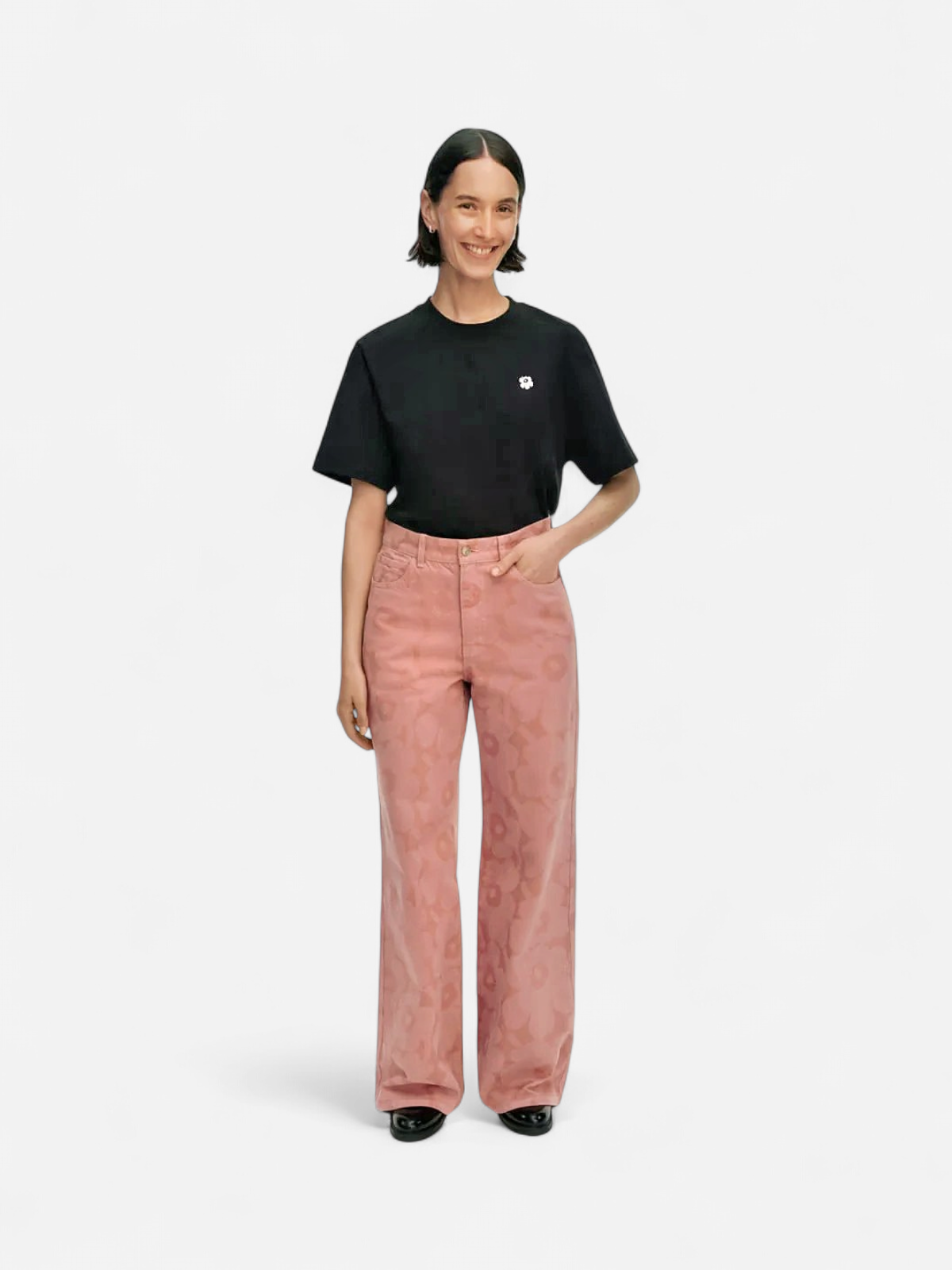 Marimekko naisten farkut Maridenim Wide Unikko Farkut, vaaleanpunainen - Kekäle.fi