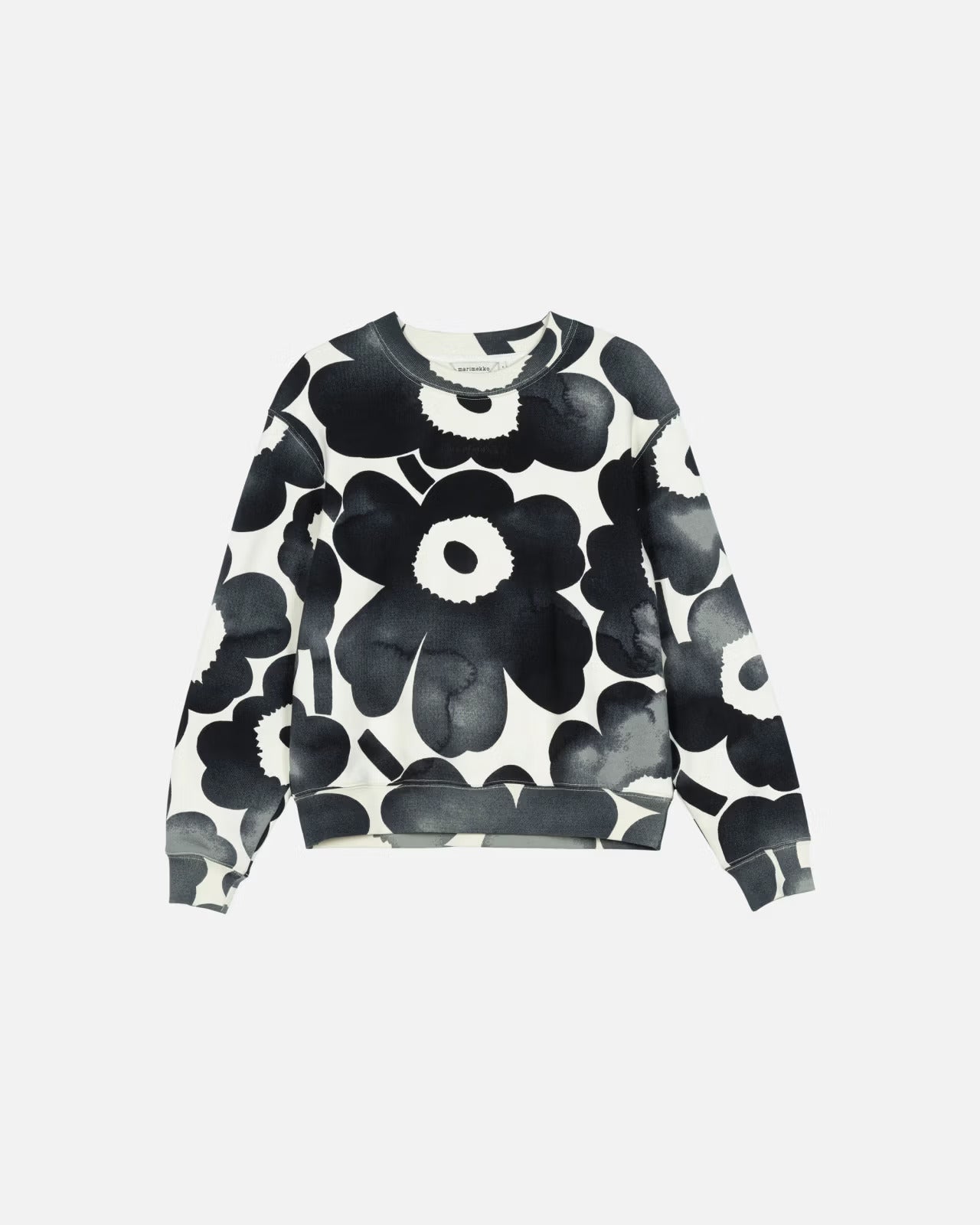 marimekko-unisex-collegepusero-leiot-akvarelli-unikko-mustavalkoinen-3