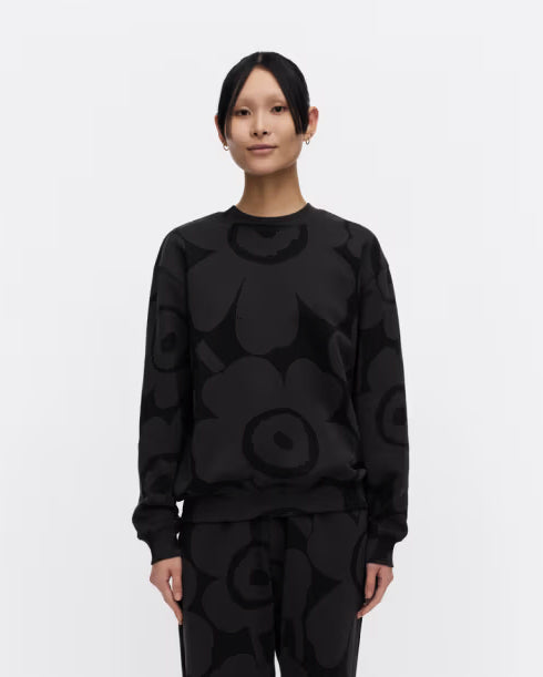 Marimekko collegepaita Leiot Unikko Kioski, musta kuosi