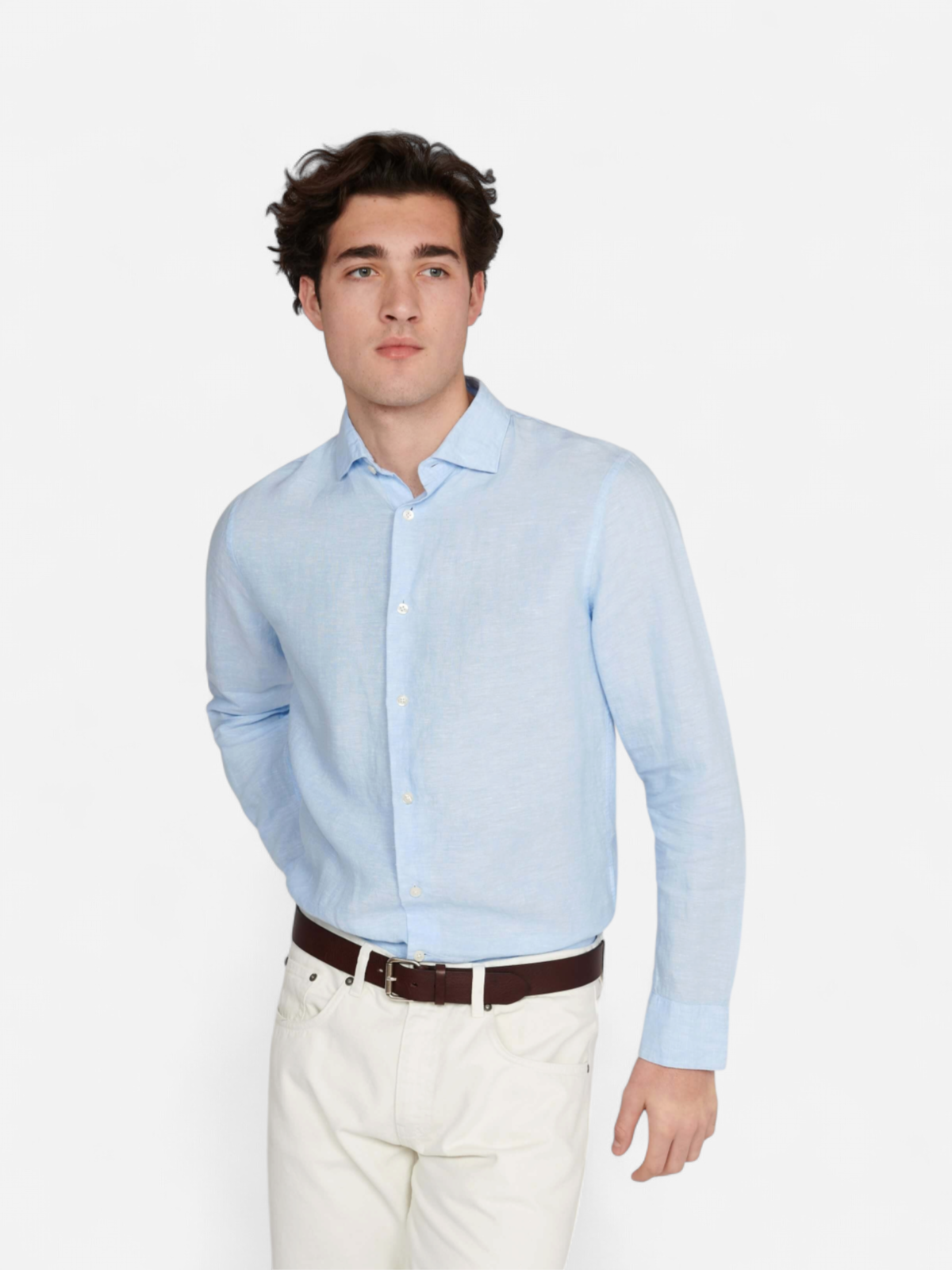 MATINIQUE Miesten Pellavapaita MARC SHORT LINEN Chambray Blue - Kekäle.fi