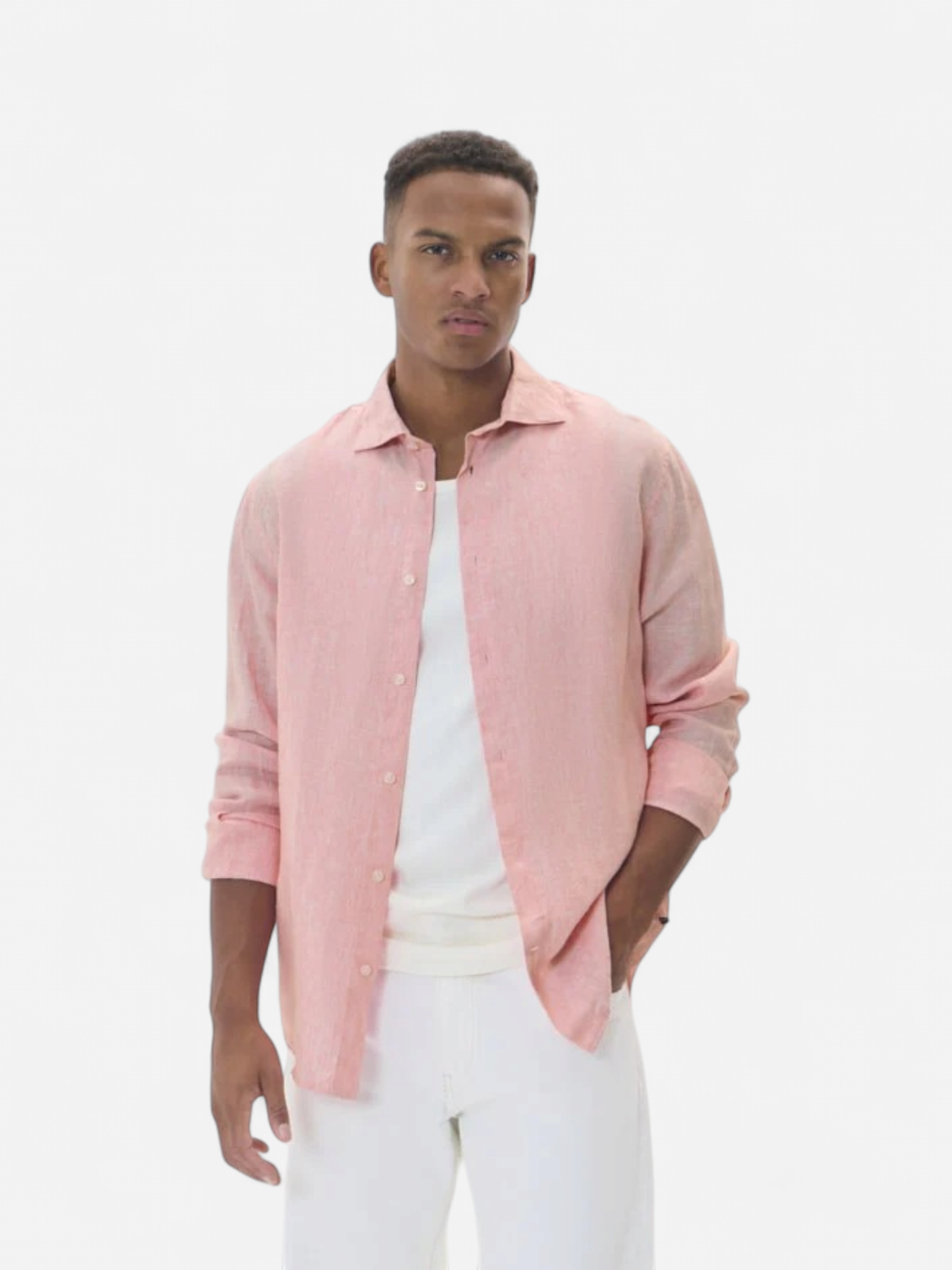 MATINIQUE Miesten Pellavapaita MARC SHORT LINEN Geranium Pink - Kekäle.fi