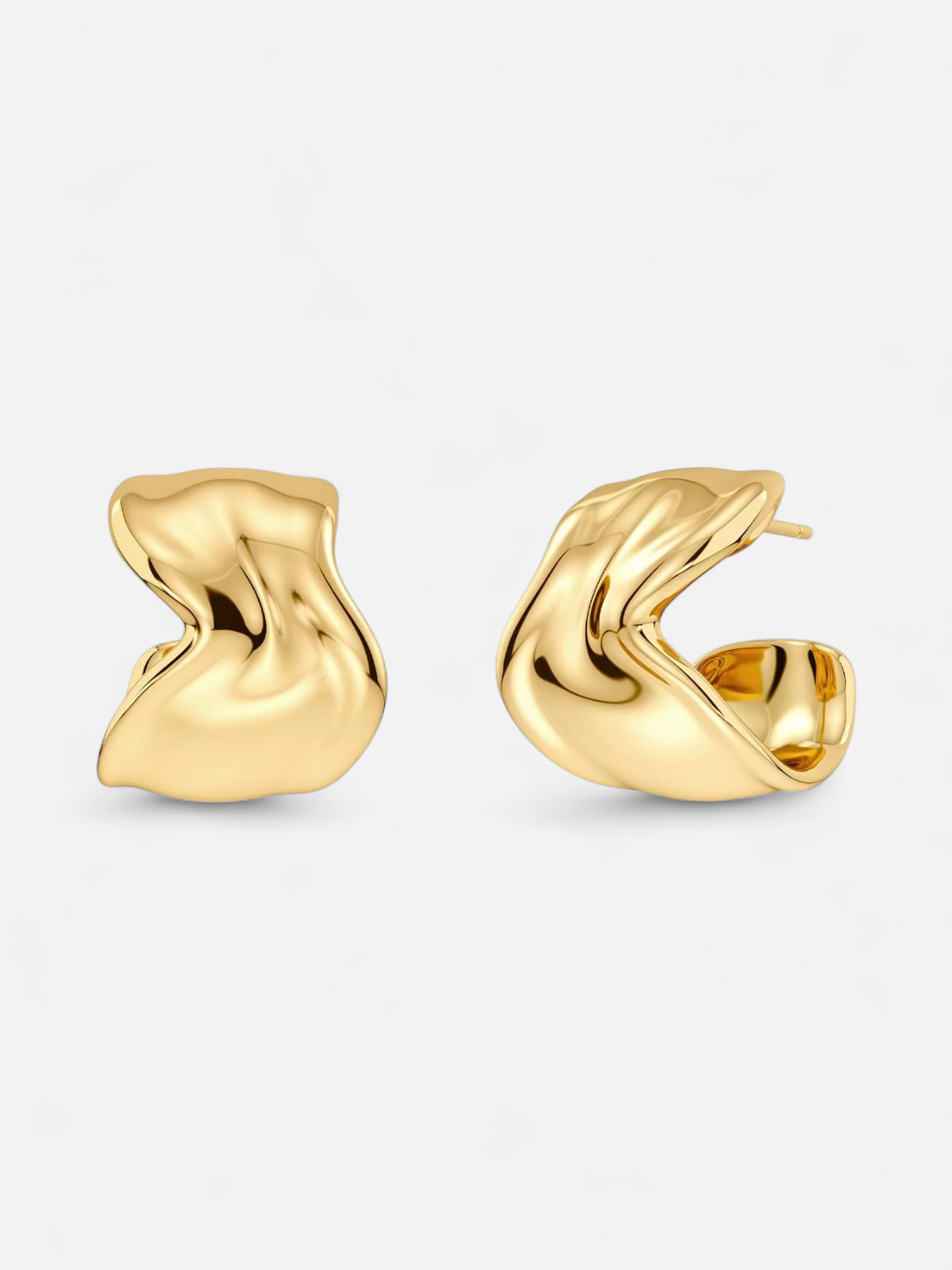 Edblad naisten korvakorut Melted Hoops L, Gold pleated - Kekäle.fi