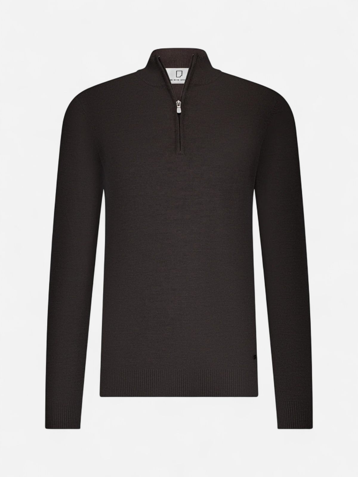 Born with Appetite miesten neulepusero Lux Pull Halfzip Merino, kaakaonruskea - Kekäle.fi