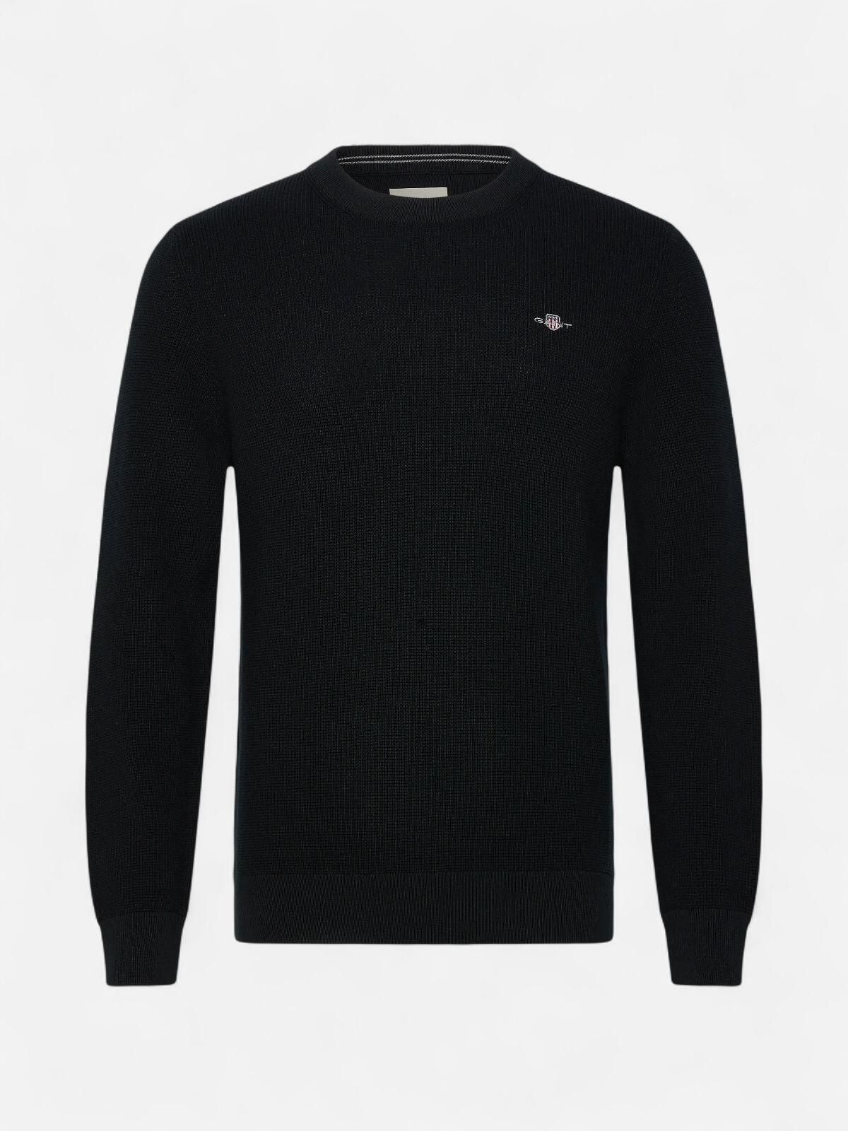 MICRO TEXTURED COTTON C-NECK MUSTA - Kekäle.fi