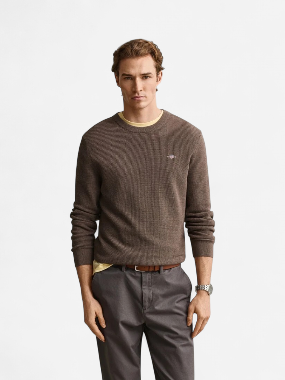 MICRO TEXTURED COTTON C-NECK VAALEANRUSKEA - Kekäle.fi
