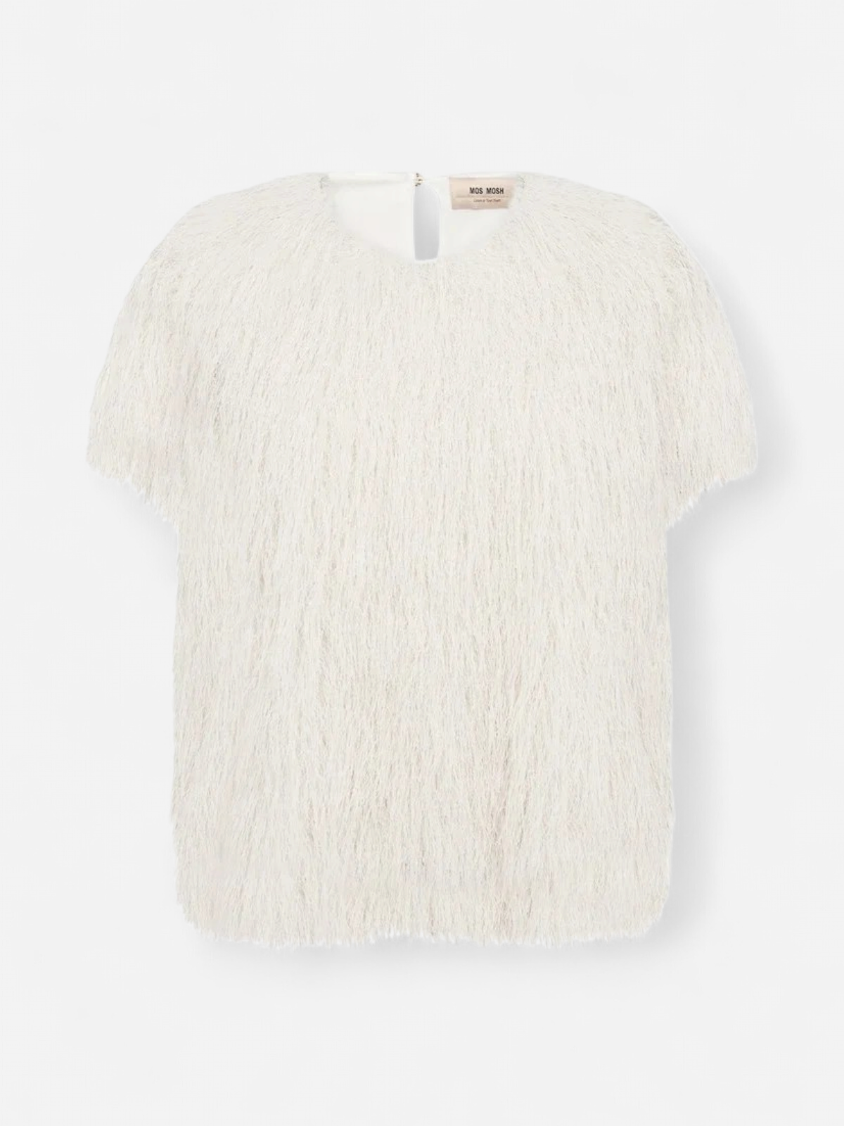 Mos Mosh naisten T-paita MMBrim O-SS Faux Fur Tee, Ecru - Kekäle.fi