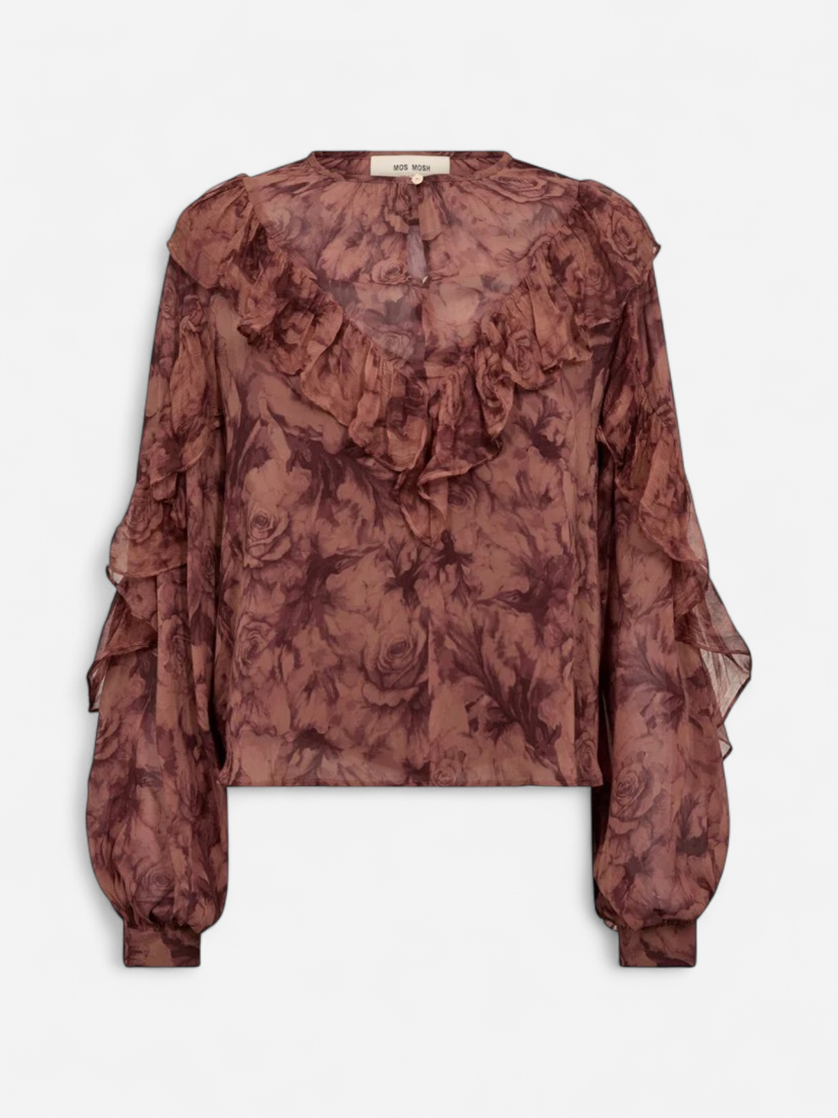 Mos Mosh naisten paitapusero MMRoya Ruffle Rose Blouse, Flower Print - Kekäle.fi
