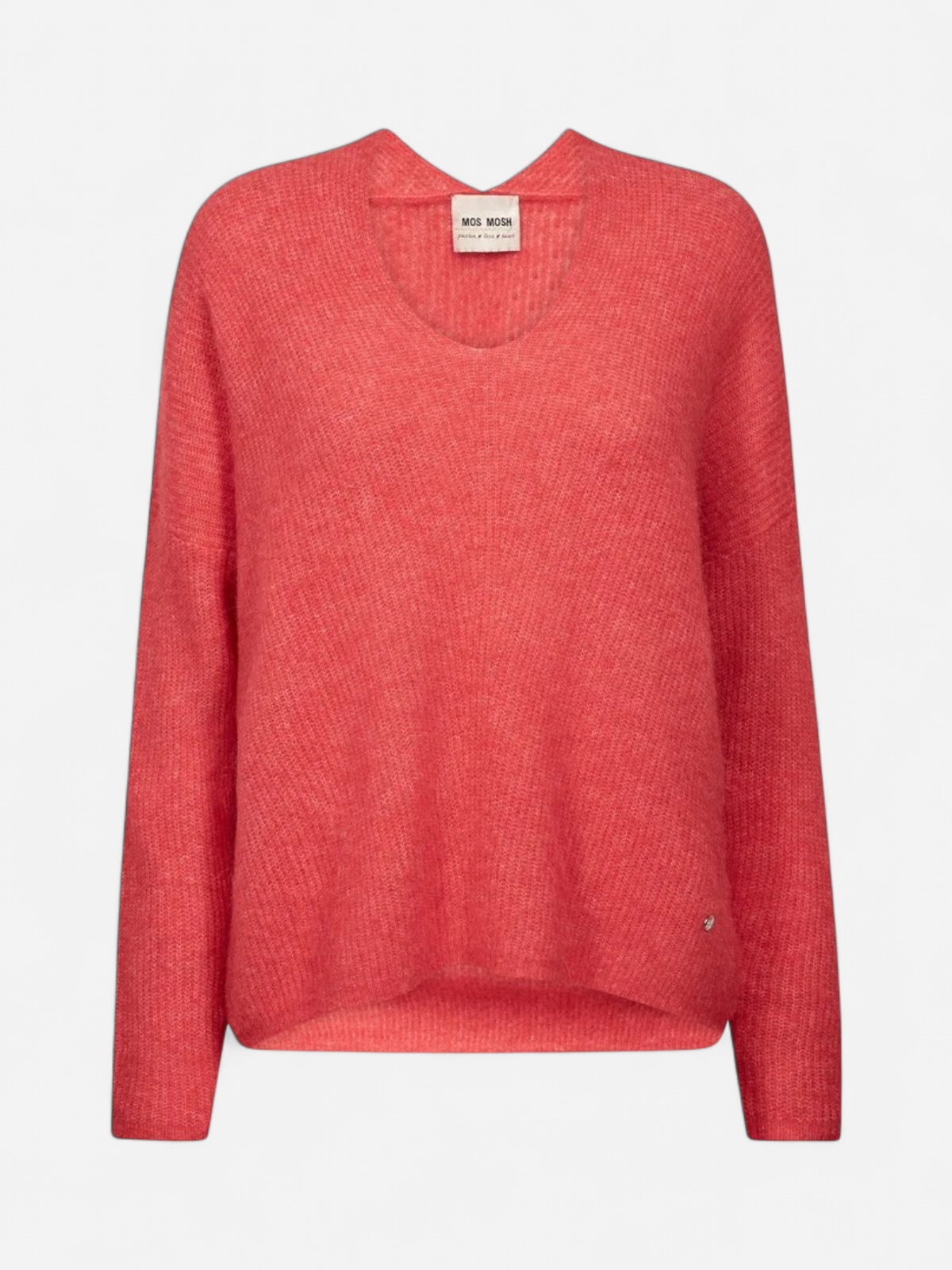 Mos Mosh naisten neulepusero MMTHORA V-NECK KNIT KORALLI - Kekäle.fi