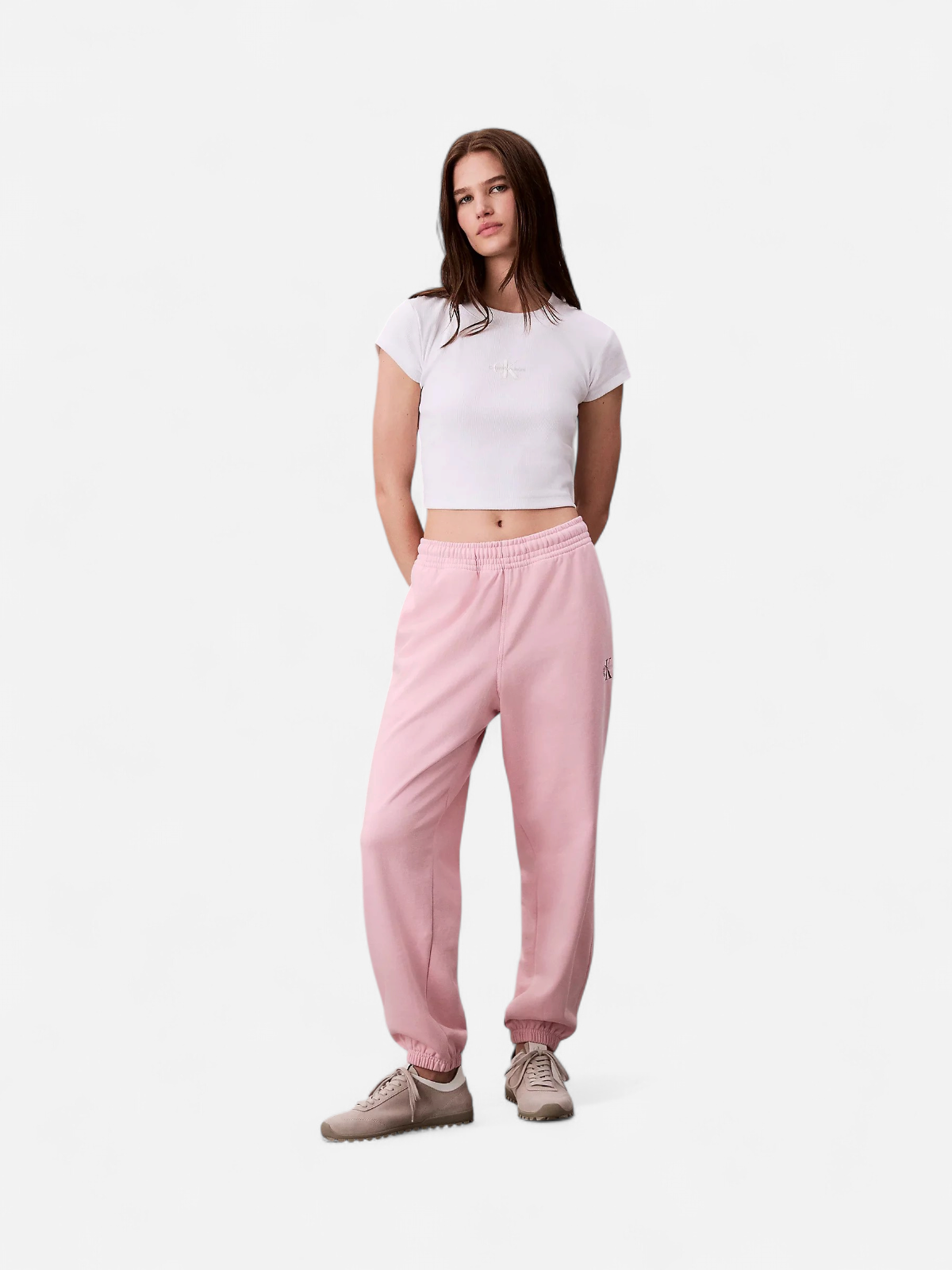 Calvin Klein Jeans naisten collegehousut MONOLOGO FRENCH TERRY JOGGER, vaaleanpunainen - Kekäle.fi