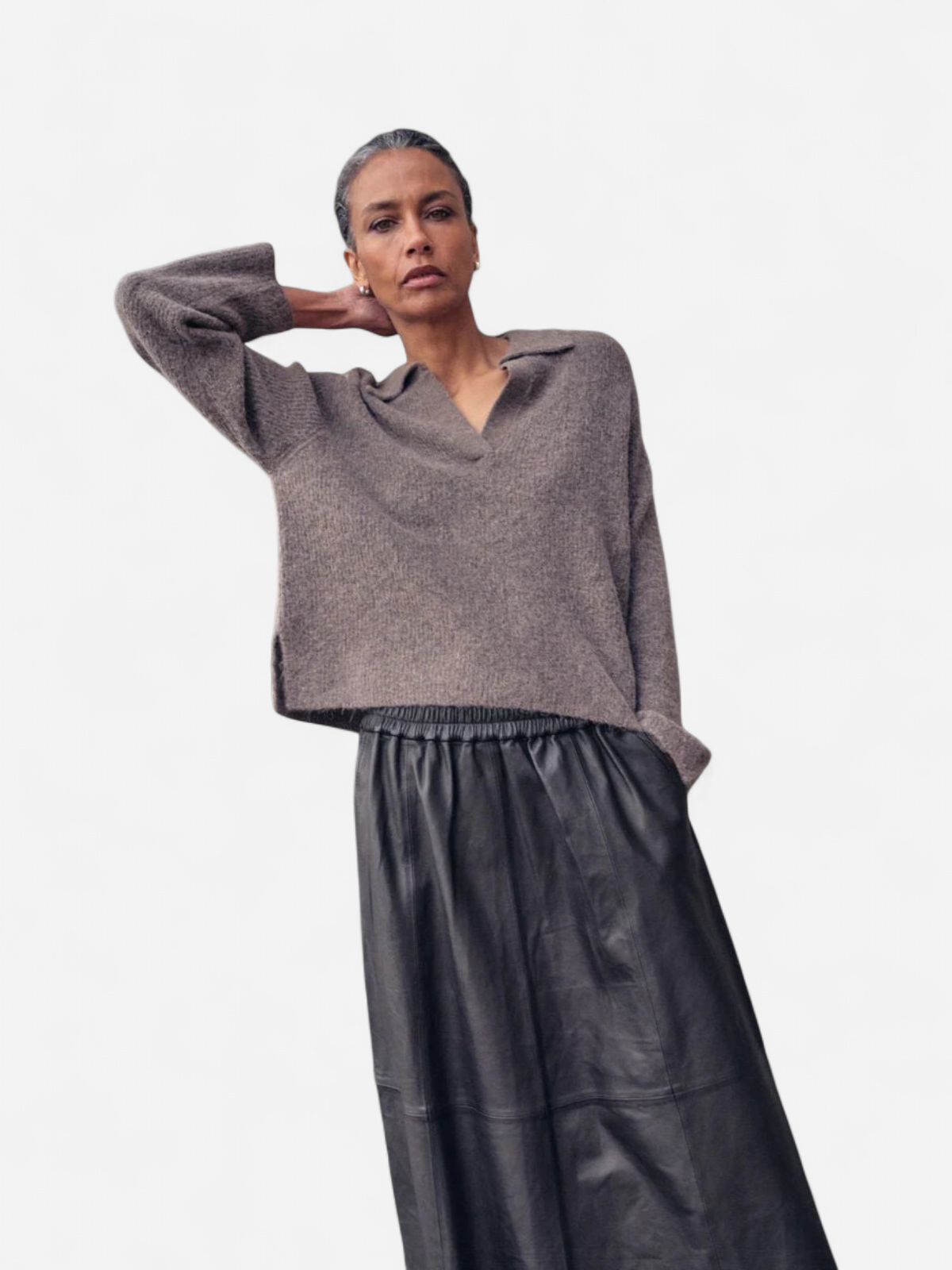 Mos Mosh naisten neulepusero, MMTHORA AIDY POLO KNIT Vaalea Beige - Kekäle.fi