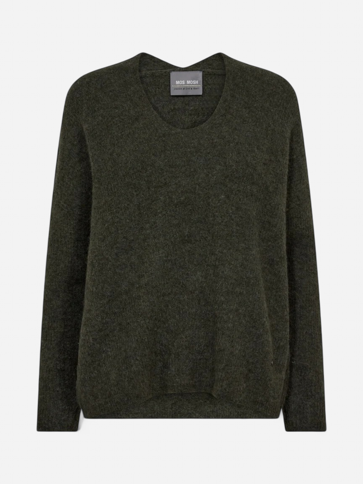 Mos Mosh neule, THORA V-NECK KNIT Armeijanvihreä - Kekäle.fi