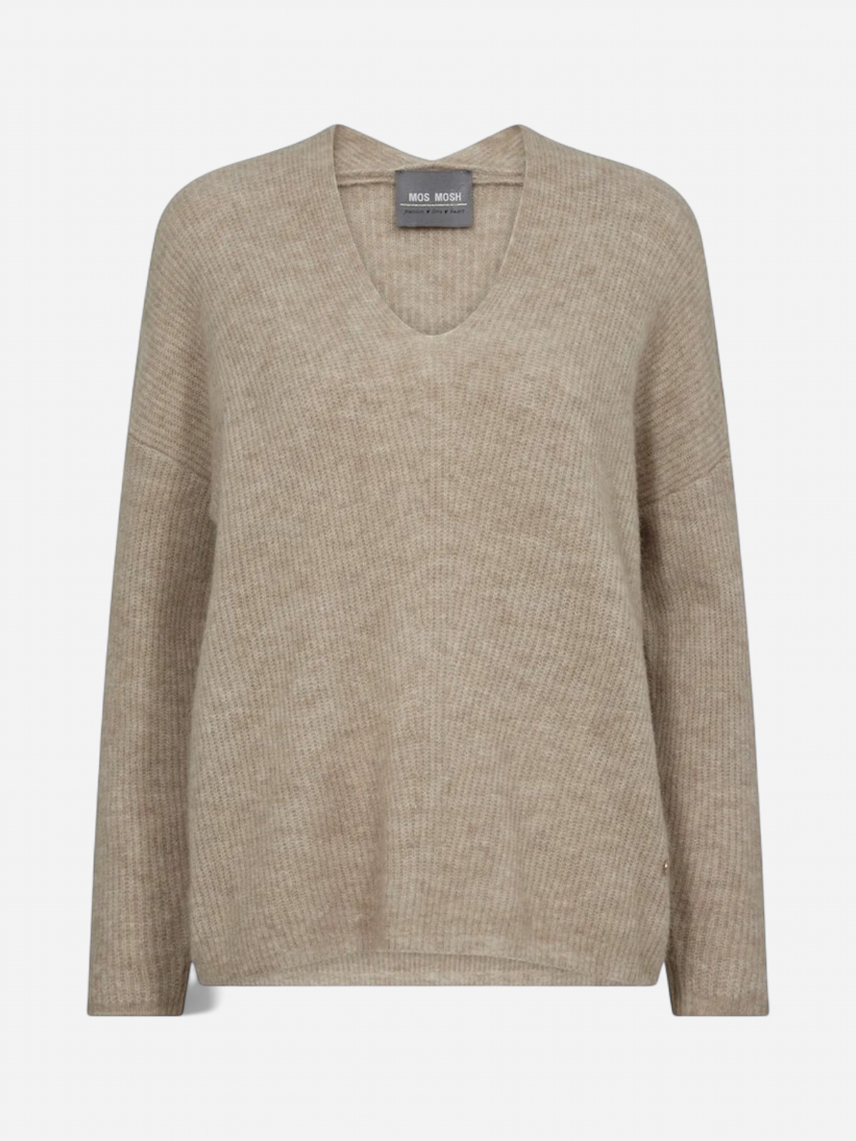 Mos Mosh neule, THORA V-NECK KNIT Vaalea Beige - Kekäle.fi