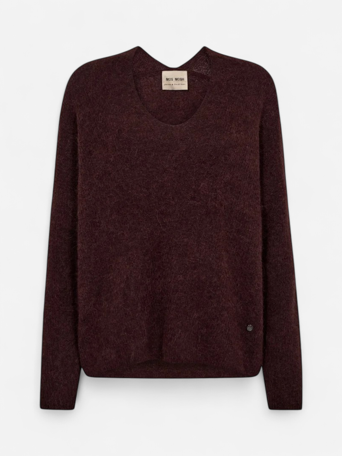 Mos Mosh neule, THORA V-NECK KNIT Viininpunainen - Kekäle.fi