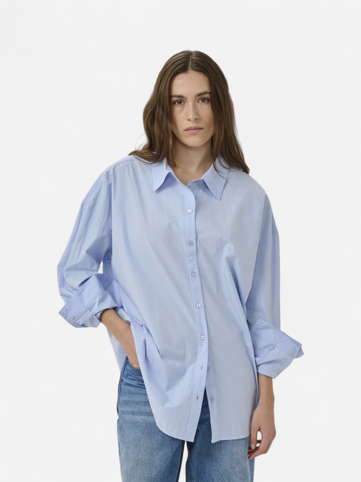 My Essential Wardrobe naisten paitapusero MWVilda Sunna Boxy Shirt, vaaleansininen - Kekäle.fi