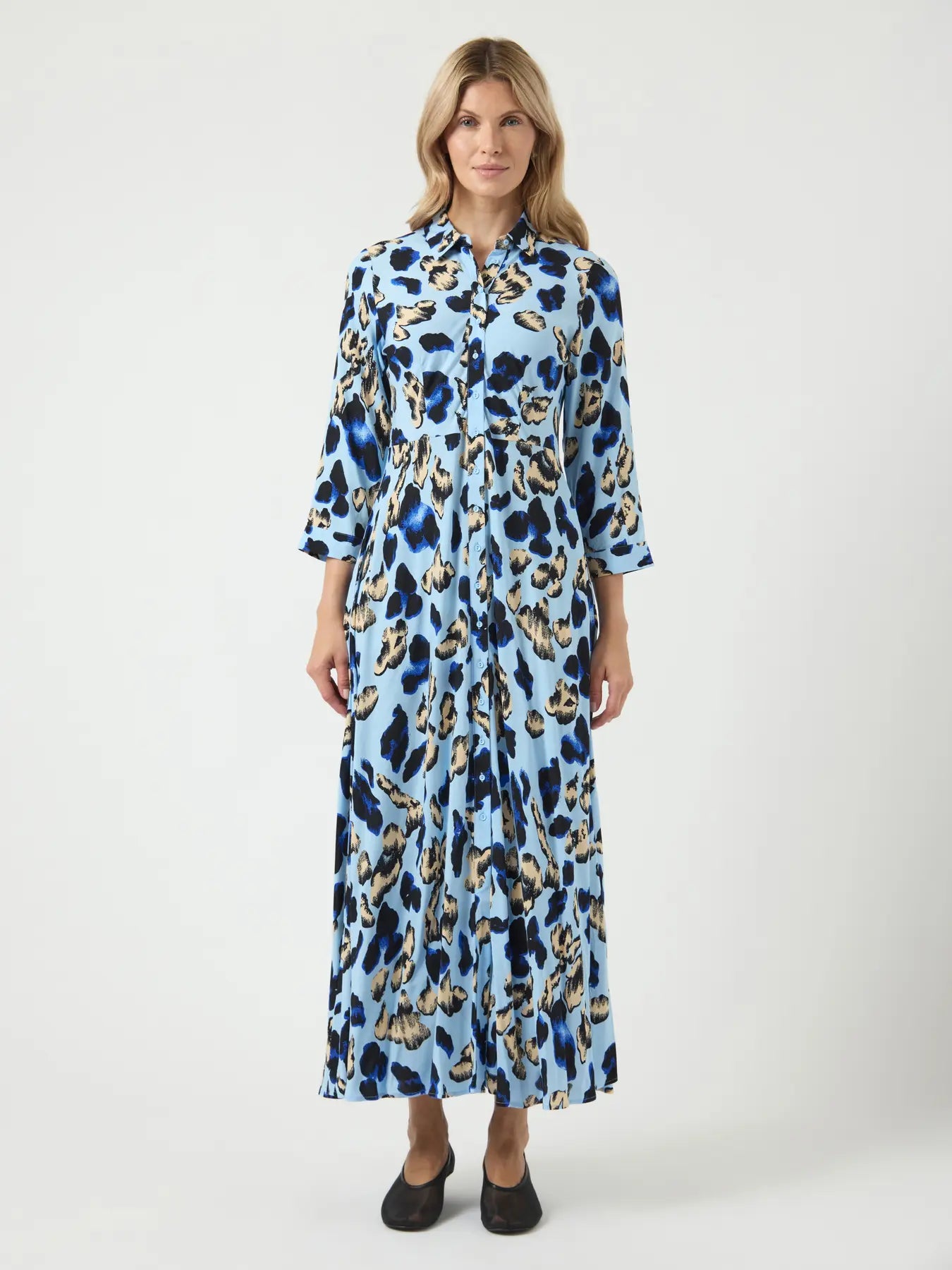 Y.A.S mekko Yassavanna Long Shirt Dress, Clear Sky Liro Print