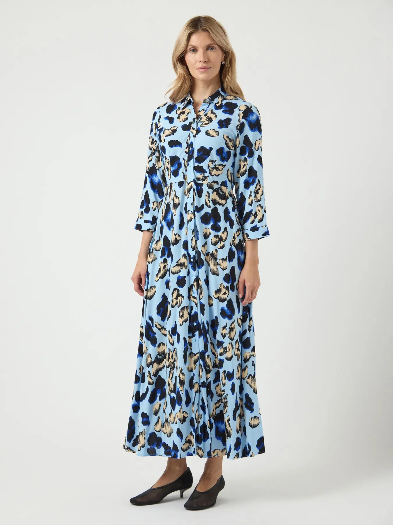 Y.A.S mekko Yassavanna Long Shirt Dress, Clear Sky Liro Print