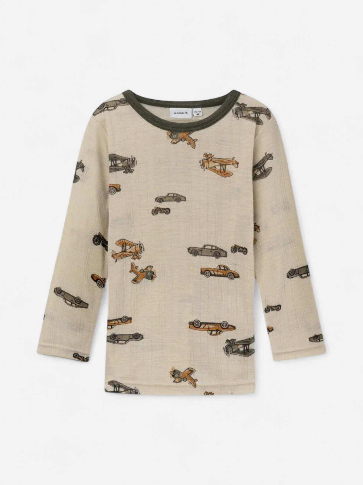 Name It lasten pitkähihainen paita NmmWang Wool Needle LS Top, Snow White Small Cars - Kekäle.fi
