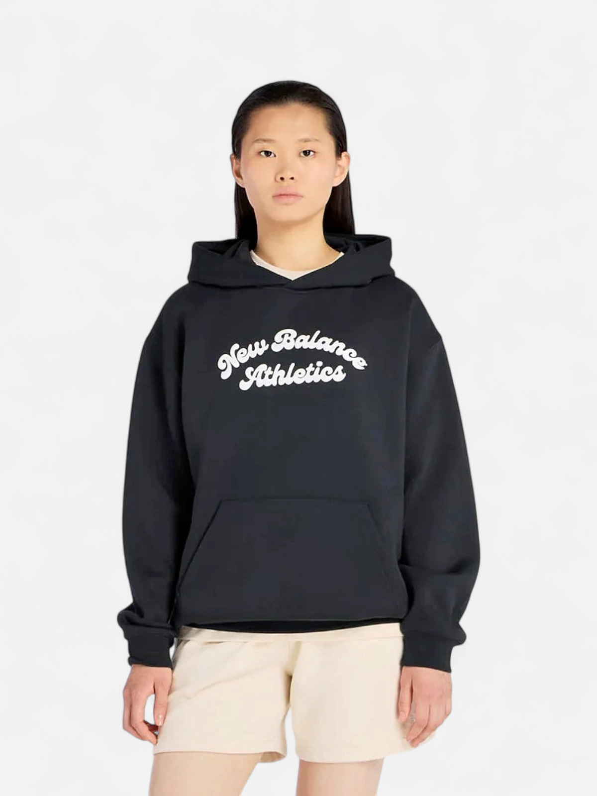 New Balance naisten huppari, Linear Heritage Fleece Long Hoodie Musta - Kekäle.fi