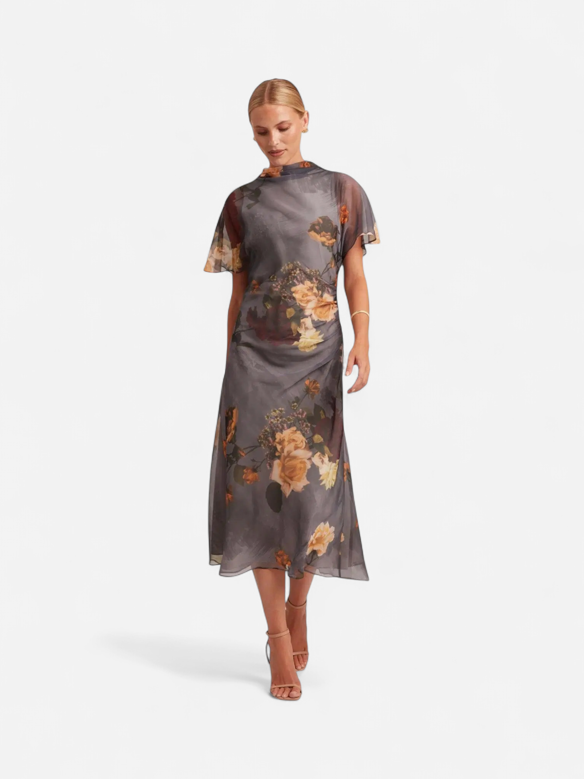 Ted Baker naisten juhlamekko Noelha, harmaa kuosillinen - Kekäle.fi