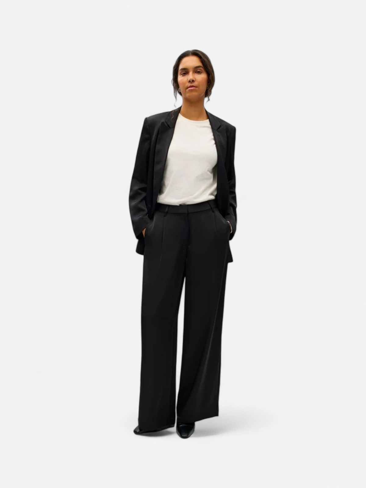 Object naisten Suorat housut Chilli Wide Pants, musta - Kekäle.fi