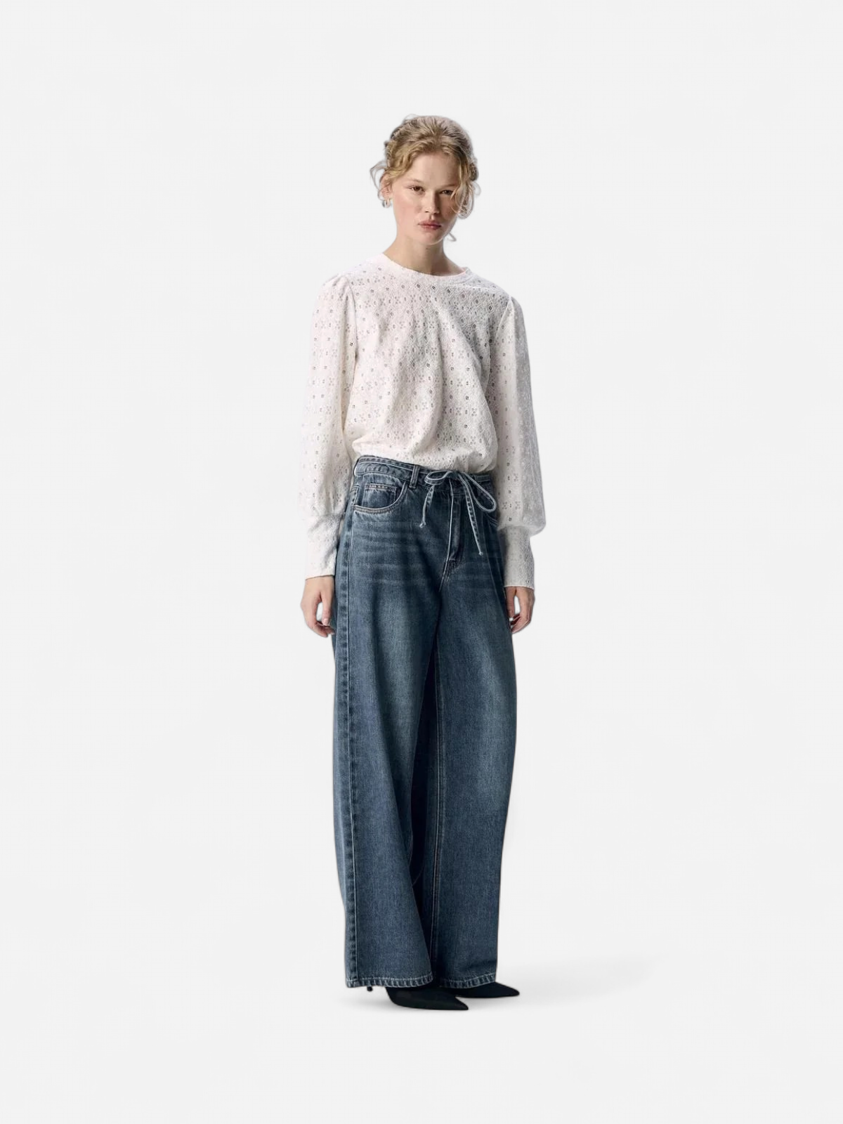 Object naisten farkut, OBJROSIE MW WIDE JEANS Medium Blue Denim - Kekäle.fi