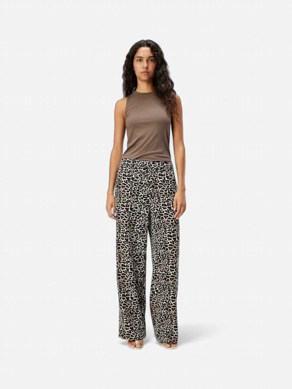Object naisten housut, OBJALBA LISA WIDE PANT PRINT Humus - Kekäle.fi