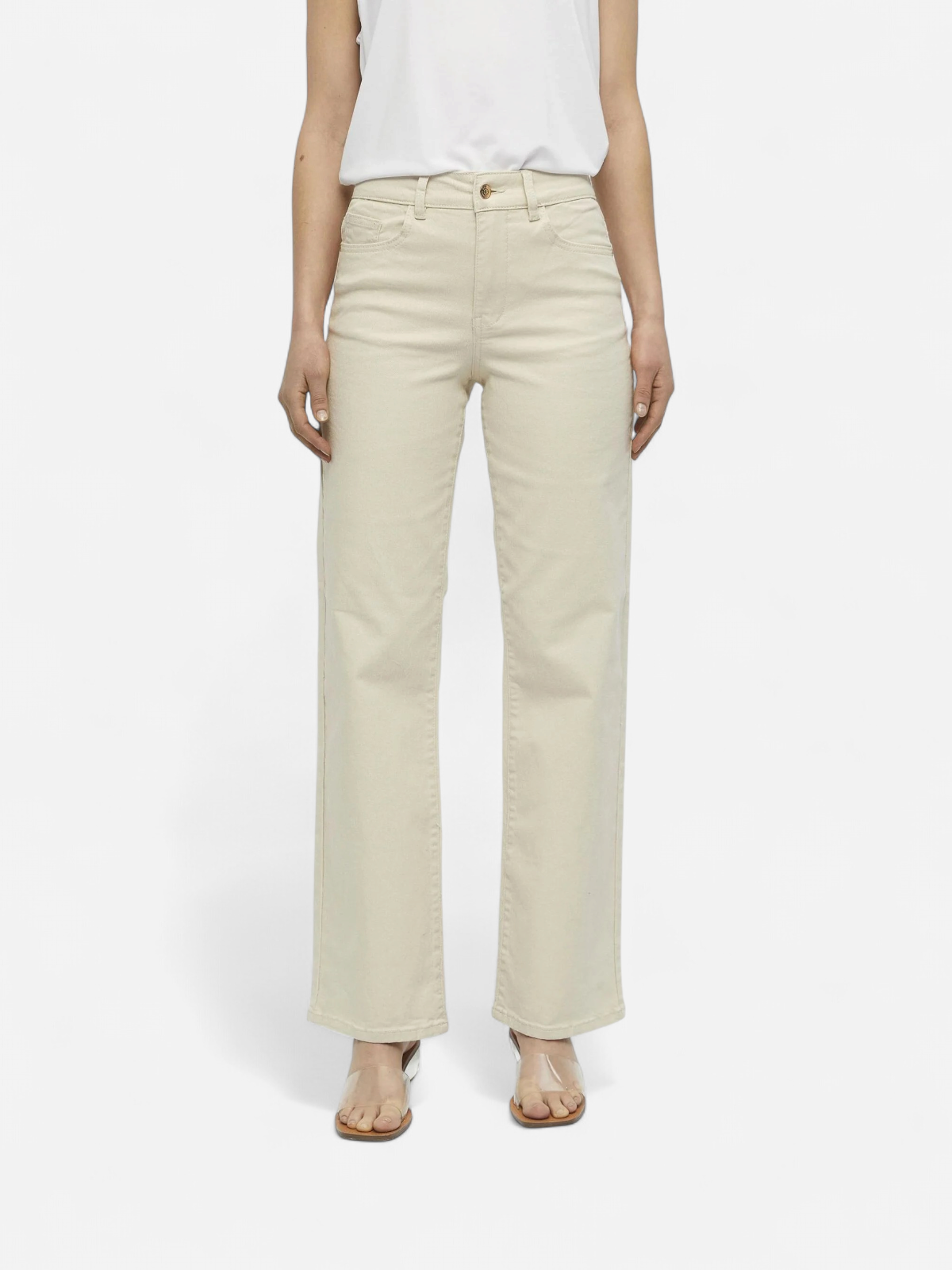 Object naisten housut, OBJMARINA MW TWILL JEANS Valkoinen - Kekäle.fi