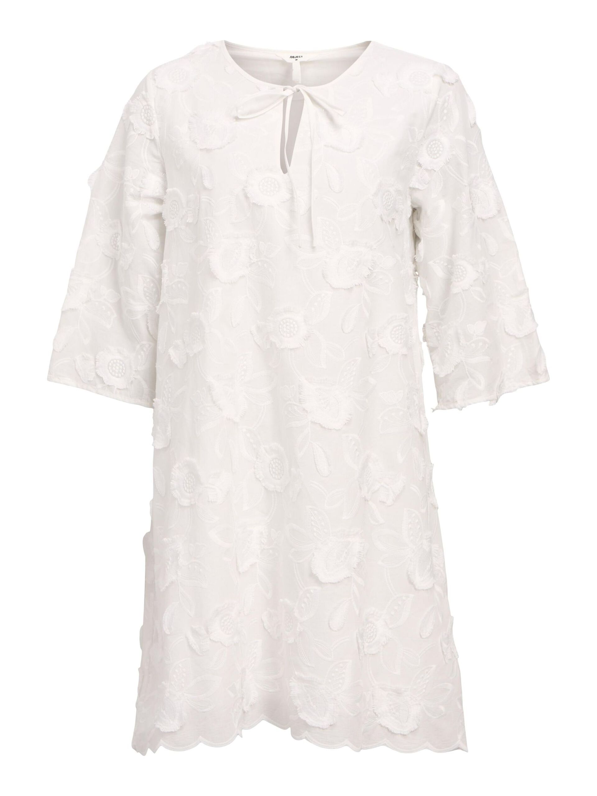object-naisten-mekko-k-objminan-re-3-4-o-neck-short-dress-white-3