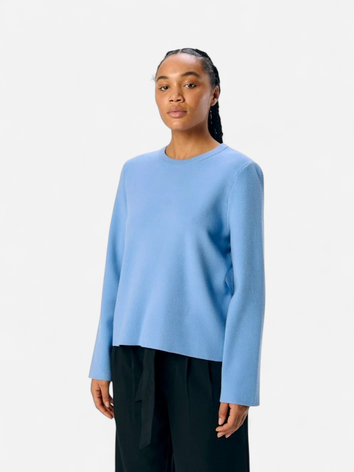 Object naisten neule, OBJREYNARD SQUARE SLEEVE O-NECK Cornflower Blue - Kekäle.fi