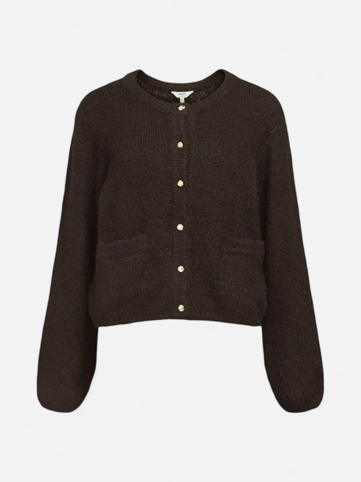 Object naisten neuletakki, OBJSAGGIA RE L/S KNIT CARDIGAN Seal Brown - Kekäle.fi