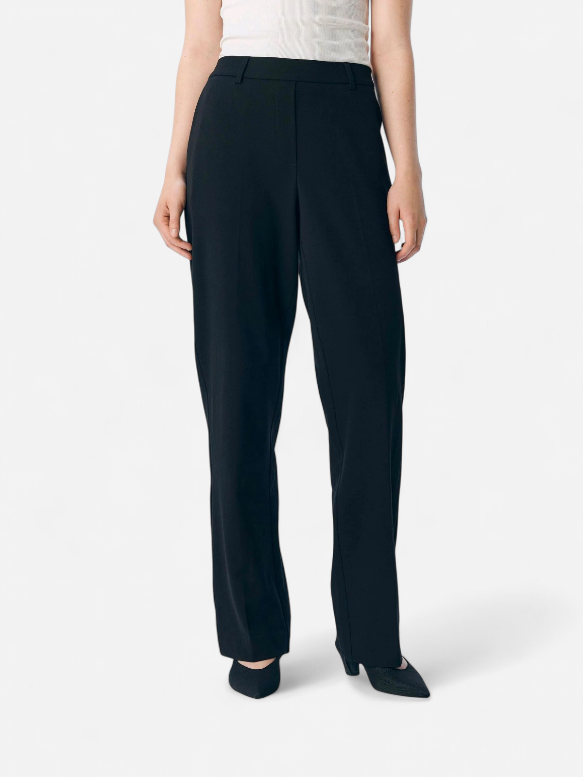 Object naisten suorat housut, OBJLISA MW STRAIGHT PANT Black - Kekäle.fi
