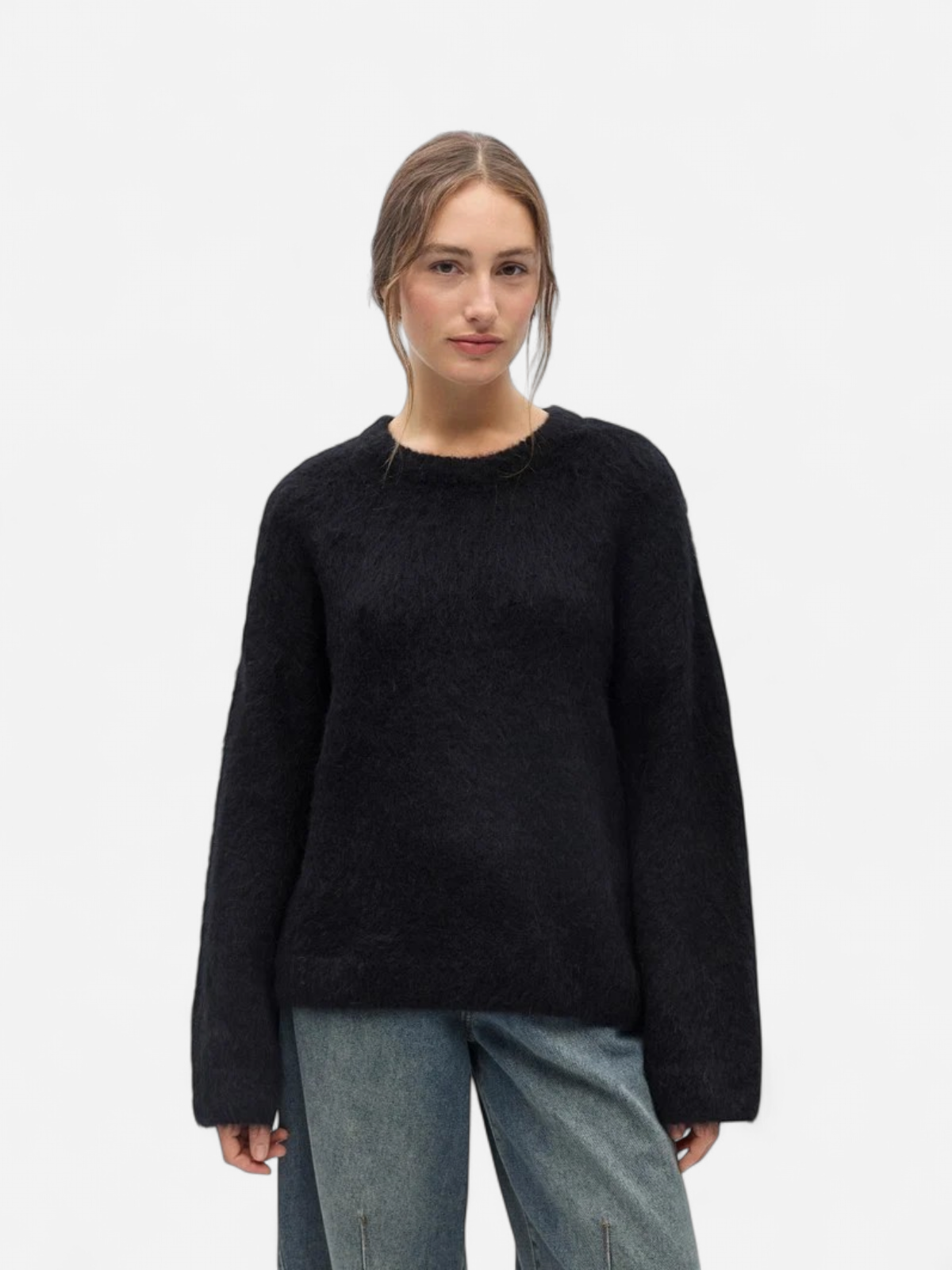 Object naisten neulepusero Harry L/S LO Knit Pullover, musta - Kekäle.fi