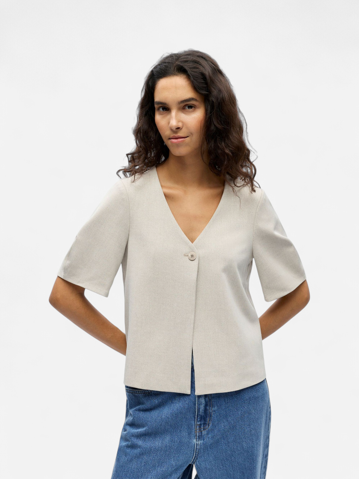 Object naisten paita OBJLISA S/S Re Top, Humus Melange - Kekäle.fi