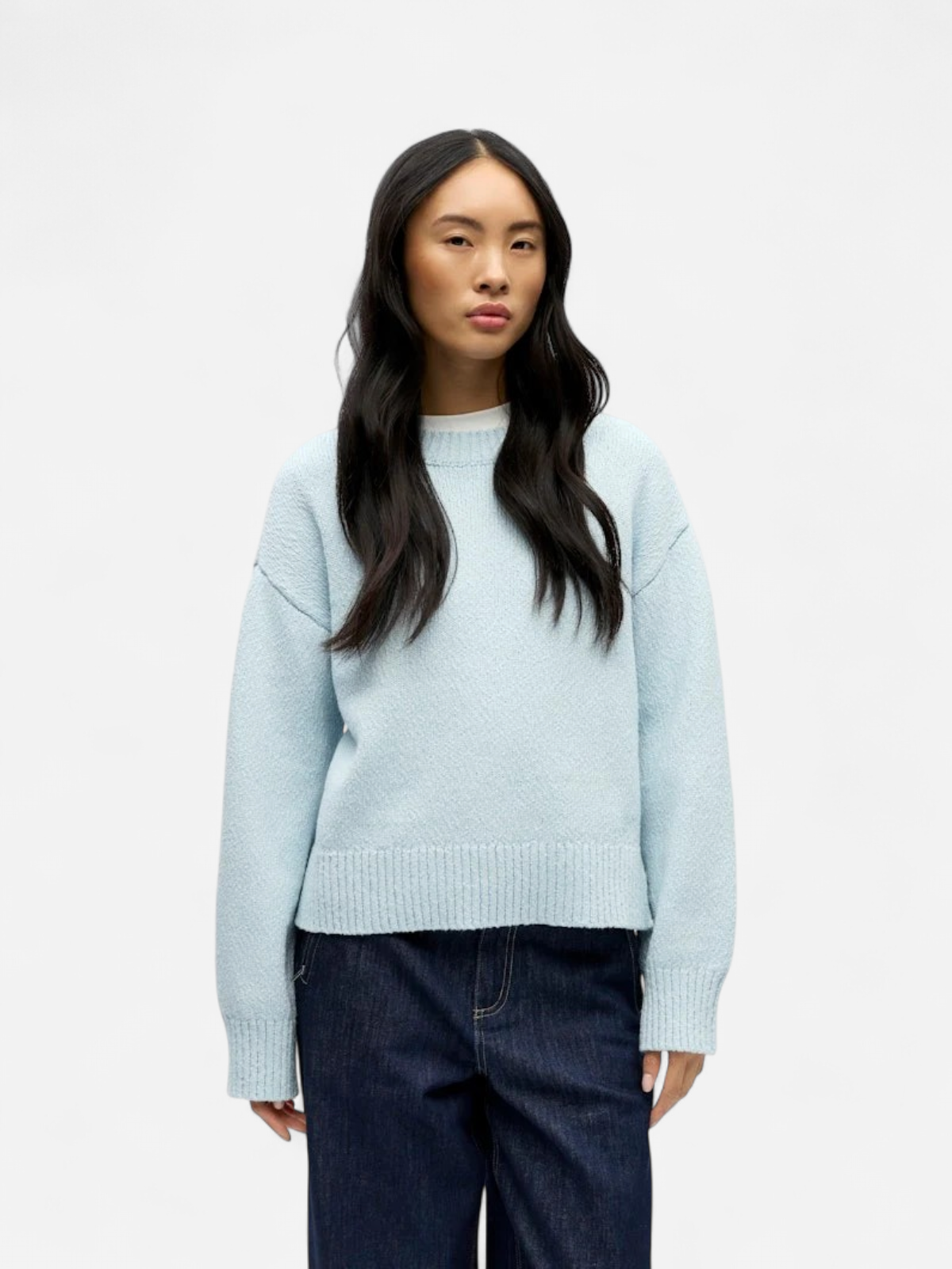 Object naisten neulepusero Objsima L/S Lo Knit Pullover Noos, Winter Sky - Kekäle.fi