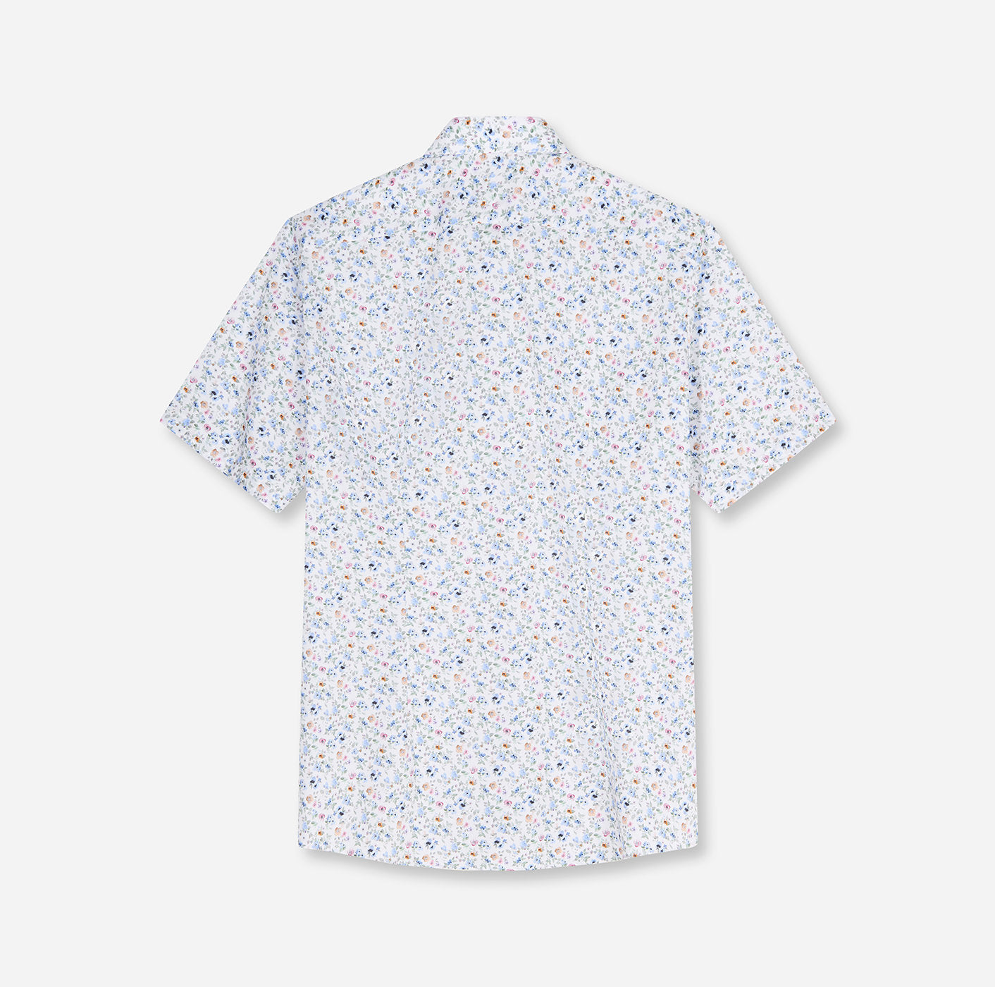 Olymp miesten lyhythihainen kauluspaita SS Luxor Modern Fit Floral Print, valkopohjainen kuosi