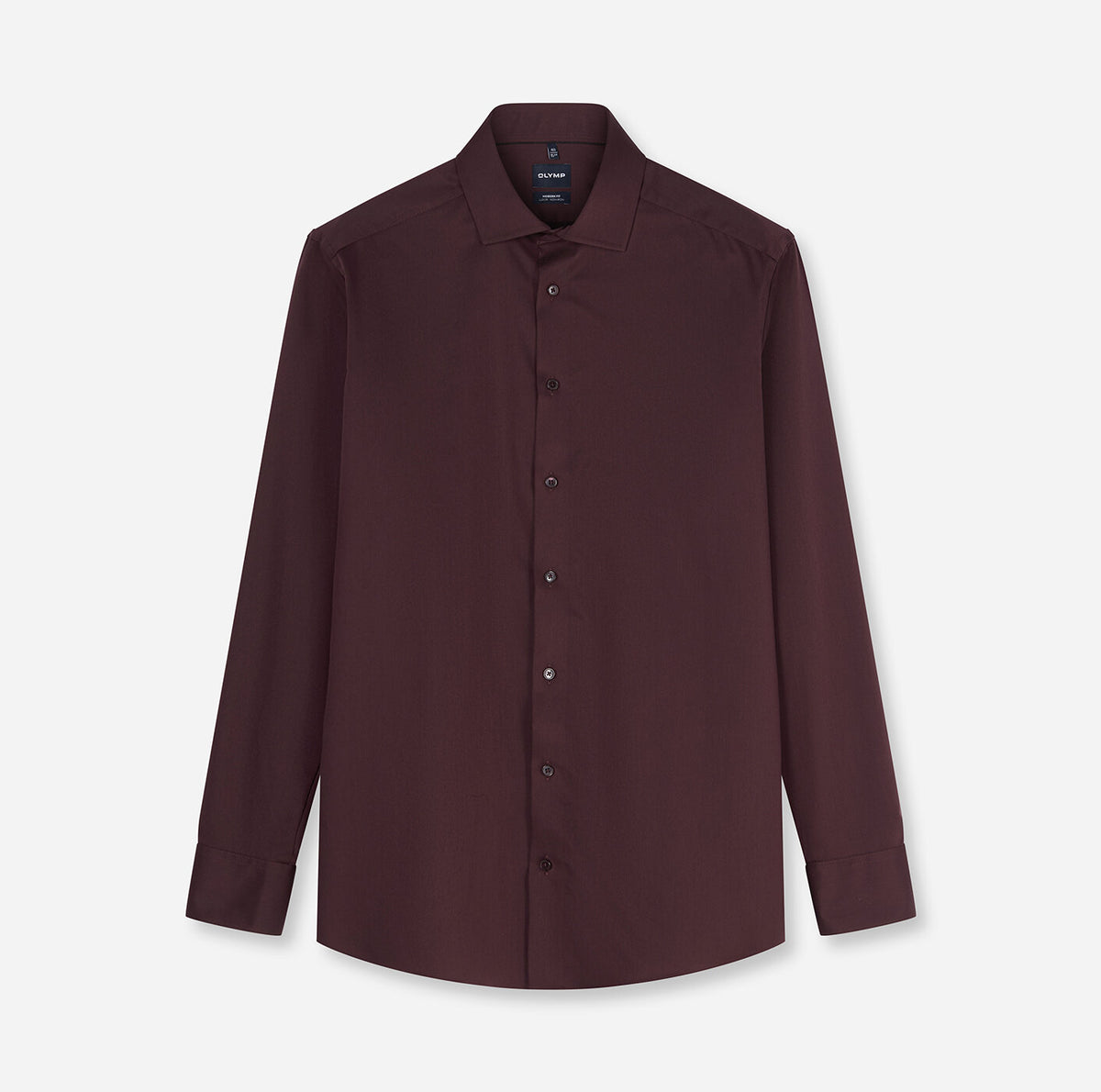Olymp miesten kauluspaita Luxor Modern Fit Satin Non iron, tumma luumunpunainen