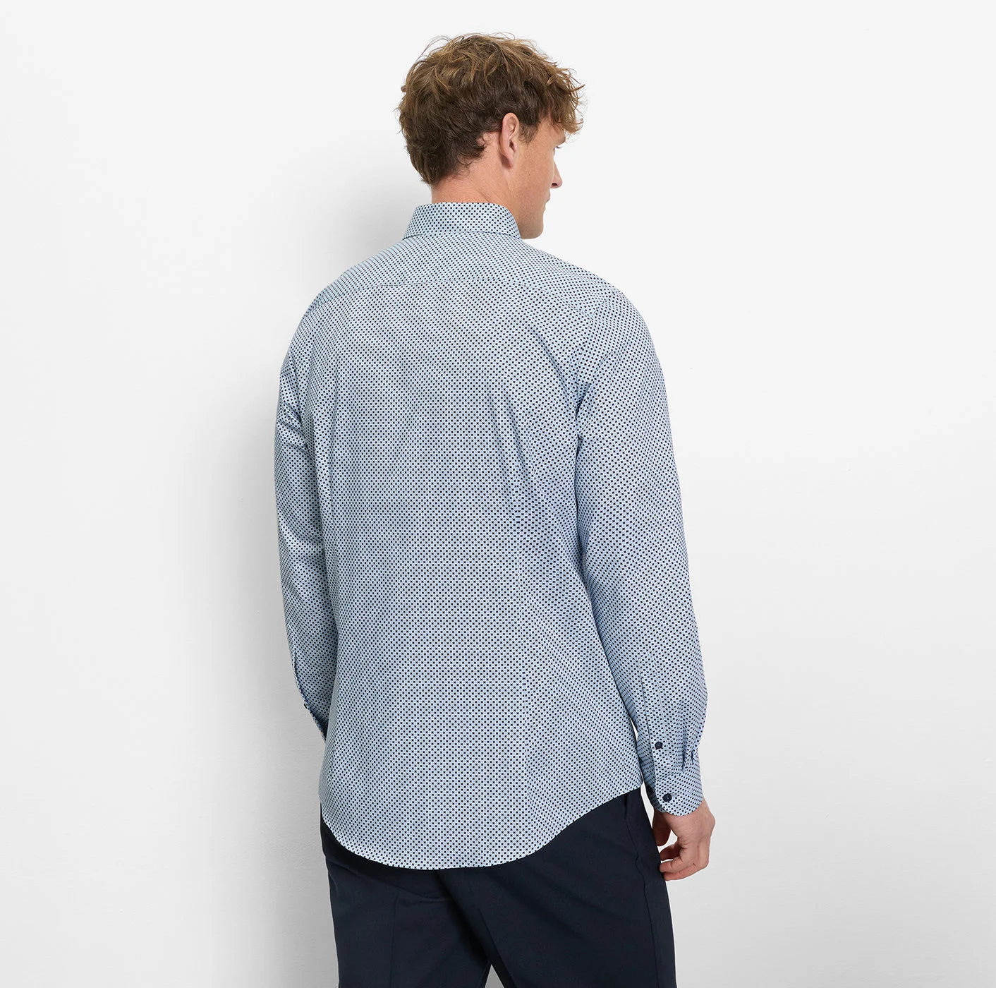 Olymp kauluspaita Level 5 Body Fit Climate Control Perform, sininen kuosi