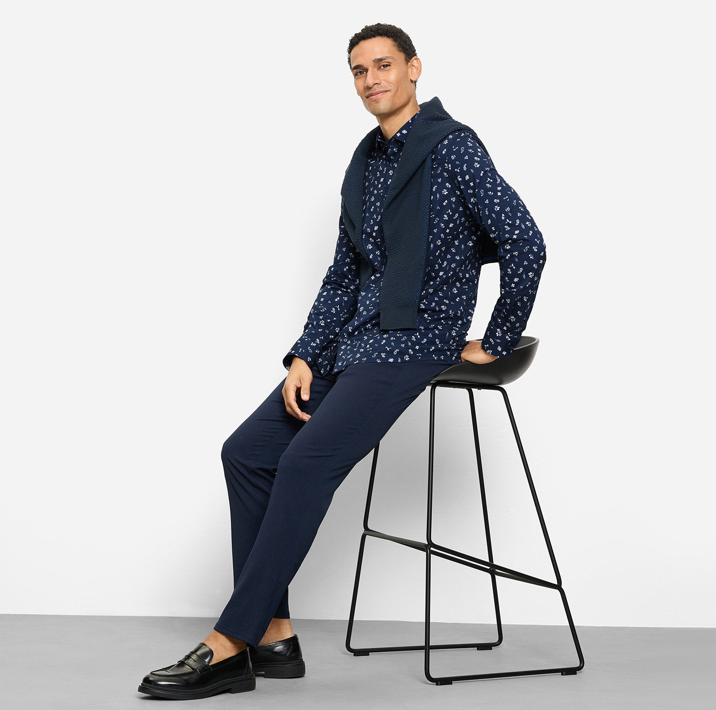 Olymp kauluspaita 24/7 Level 5 Body Fit Jersey, sininen kuosi