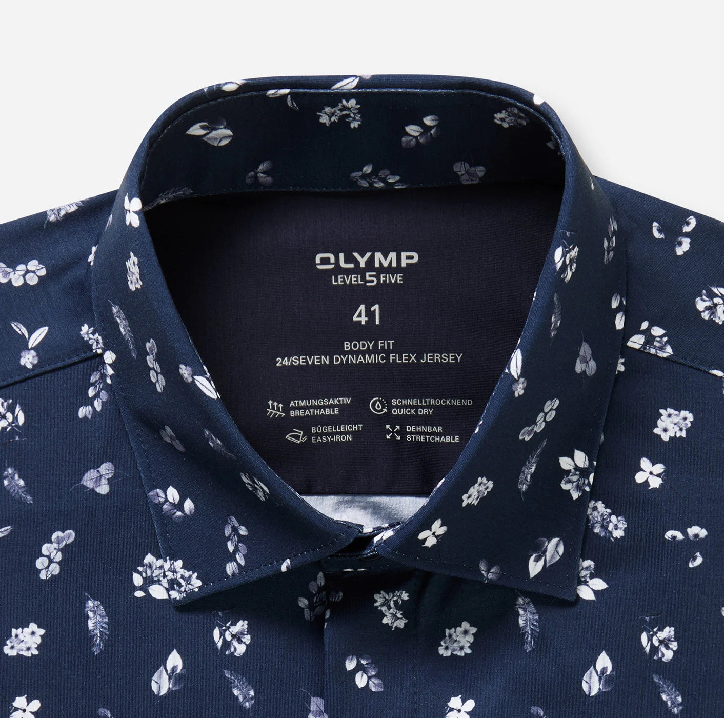 Olymp kauluspaita 24/7 Level 5 Body Fit Jersey, sininen kuosi