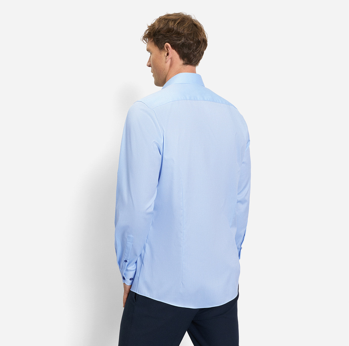 Olymp kauluspaita Level 5 Body Fit Contrast Trim Floral, vaaleansininen