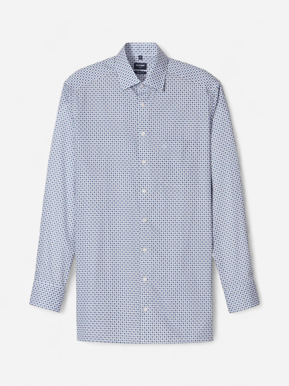Olymp miesten kauluspaita, 042 LUXOR MODERN FIT MICRO PRINT Valkopohjainen Kuosi - Kekäle.fi