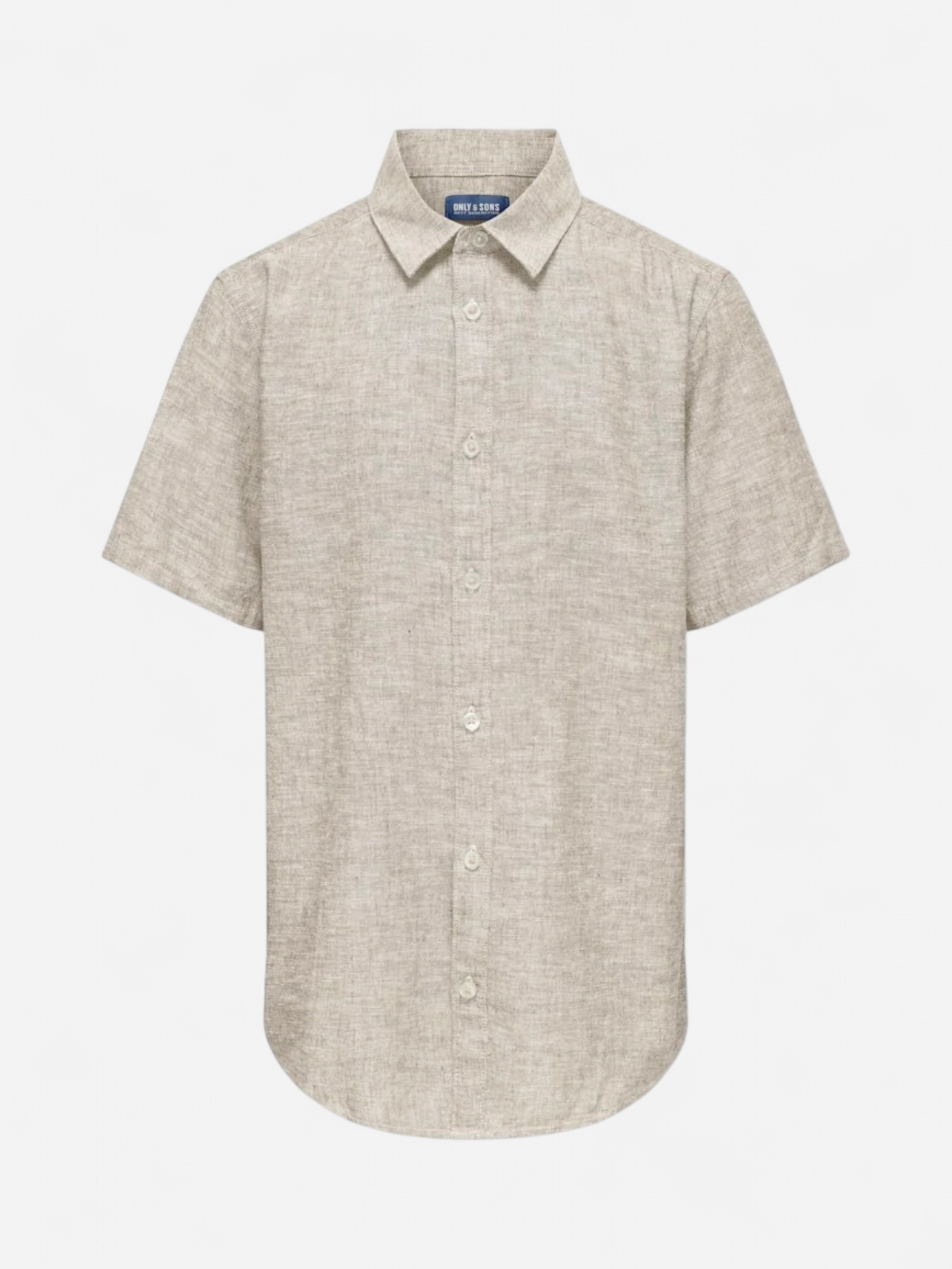 Only and Sons Junior lyhythihainen kauluspaita, OSJCAIDEN SS SOLID LINEN SHIRT Beige - Kekäle.fi