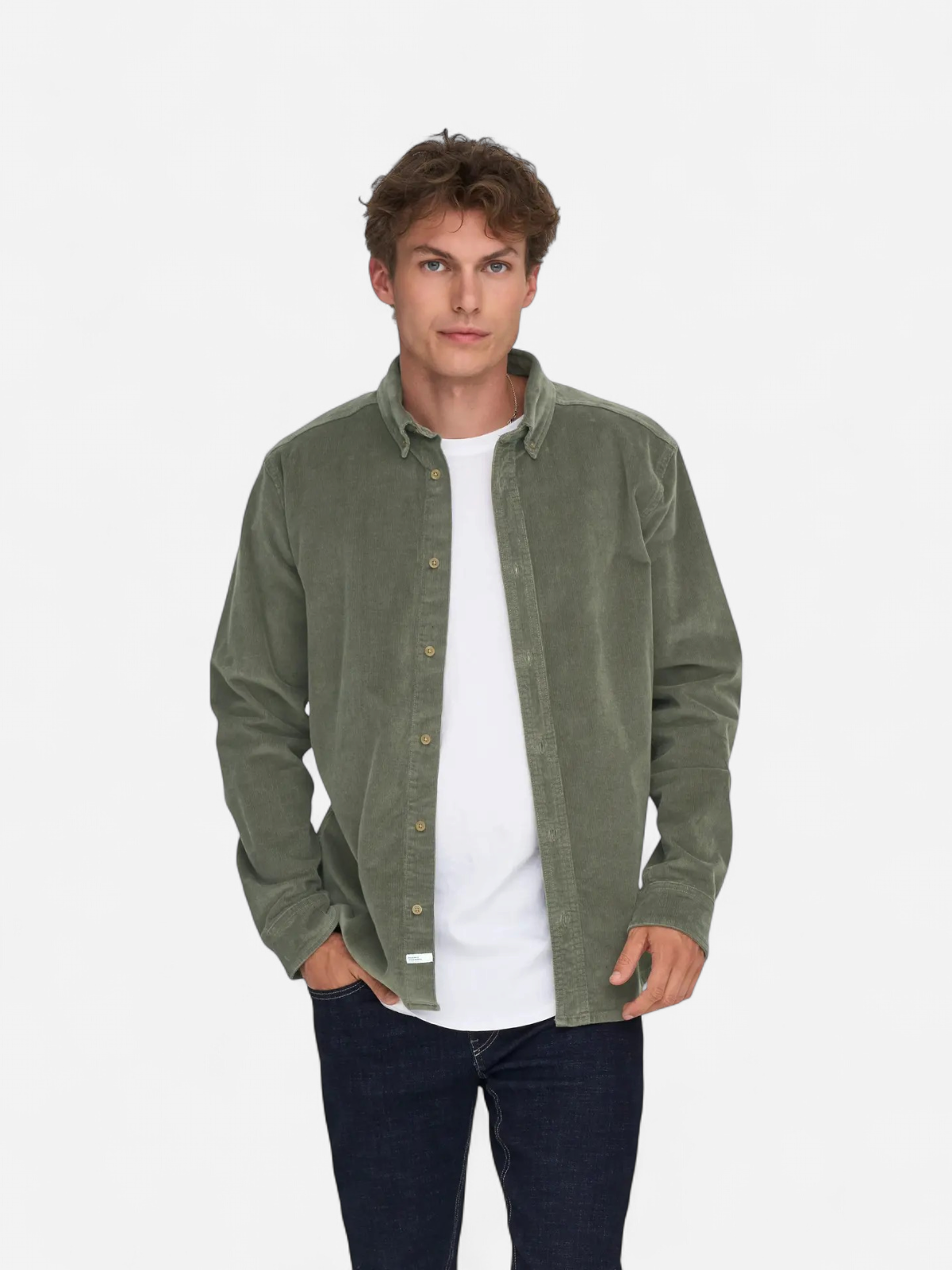 Only and Sons miesten kauluspaita, MICHAEL REG CORD SHIRT Castor Gray - Kekäle.fi