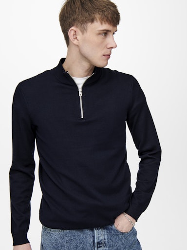 only-and-sons-miesten-neulepusero-phil-wyler-reg-half-zip-tummansininen-1