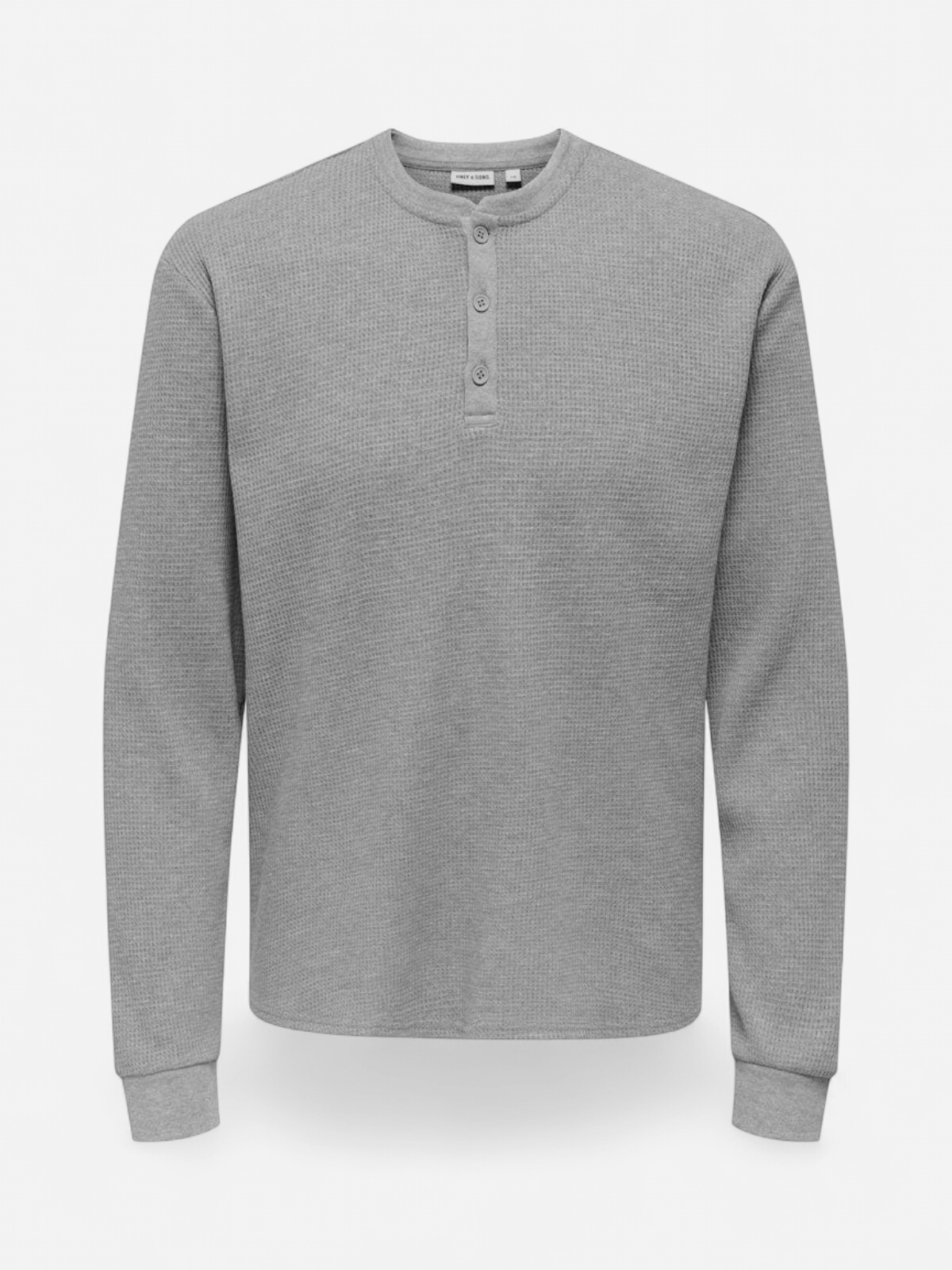 Only and Sons miesten paita, TOBIE REG HENLEY LONGSLEEVE Light Grey Melange - Kekäle.fi