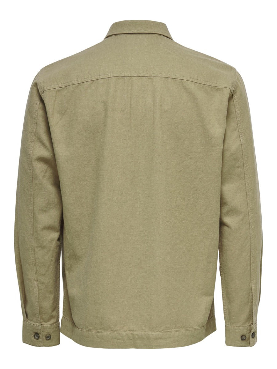 Only and Sons Miesten Pellava Paitatakki, Kenneth Overshirt Beige