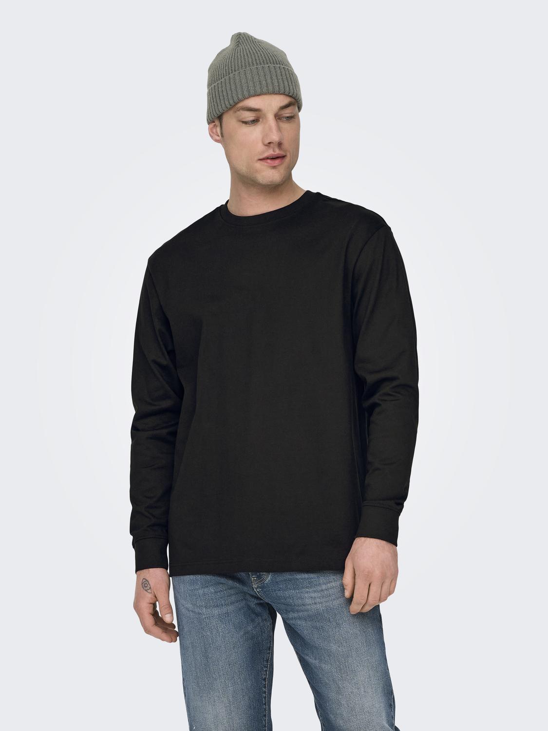 only-and-sons-miesten-pitkahihainen-t-paita-fred-long-sleeve-t-shirt-musta-1