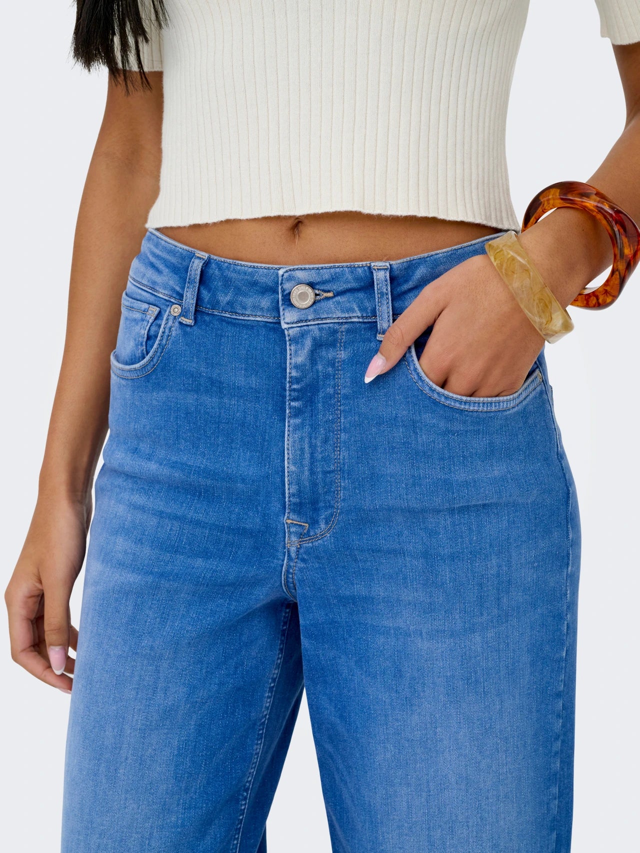 Only naisten farkut ONLMADISON BLUSH HW WIDE DNM REA260 NOOS, sininen