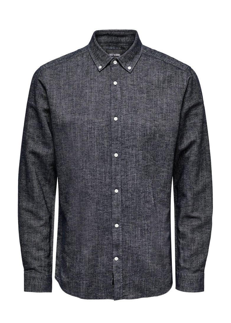 Only and Sons miesten pellavapaita Arlo Linen Shirt, Dark Navy