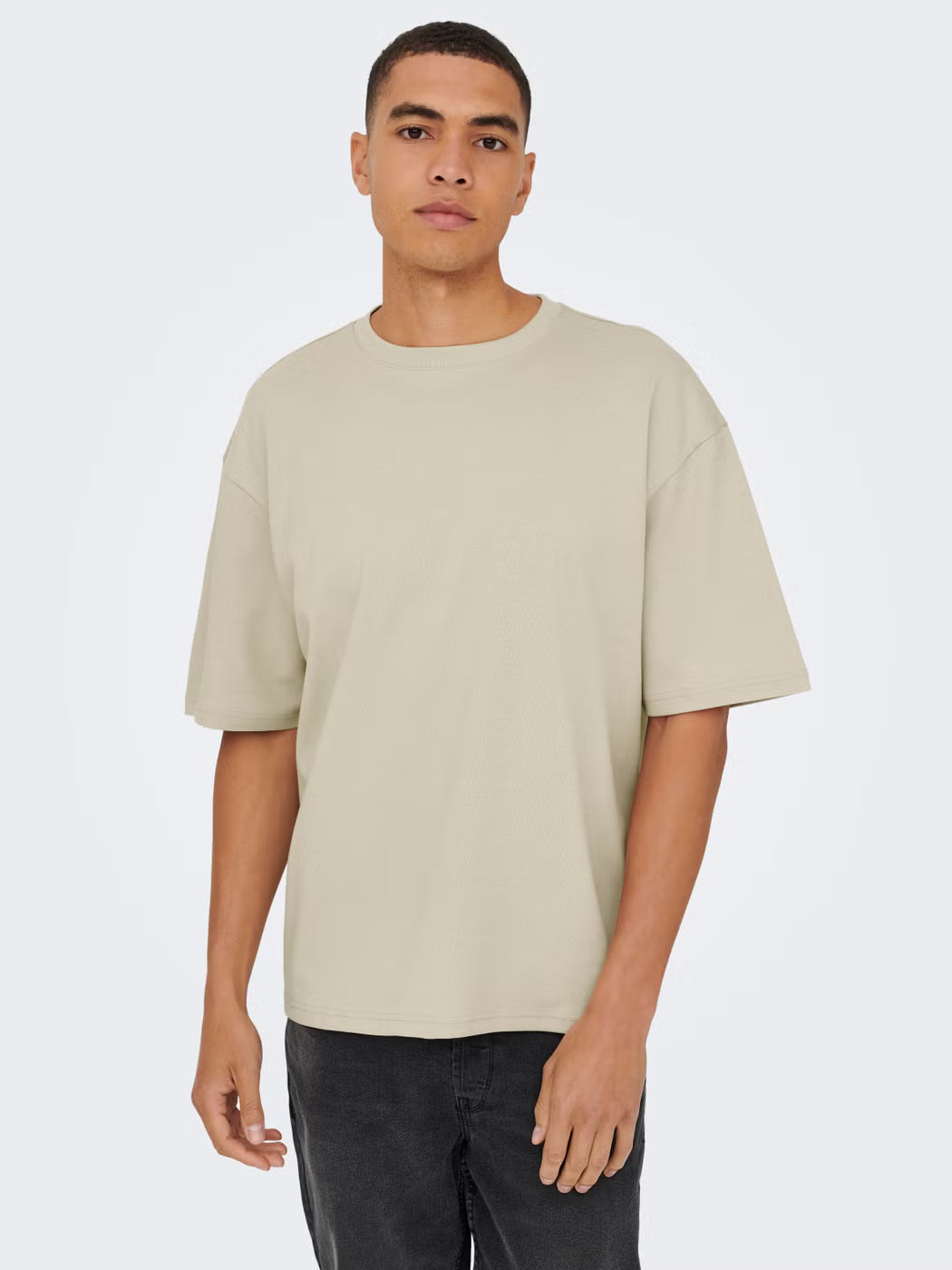 Only and Sons miesten t-paita ONSCaspian Airflex Boxy SS Tee Noos, Silver Lining